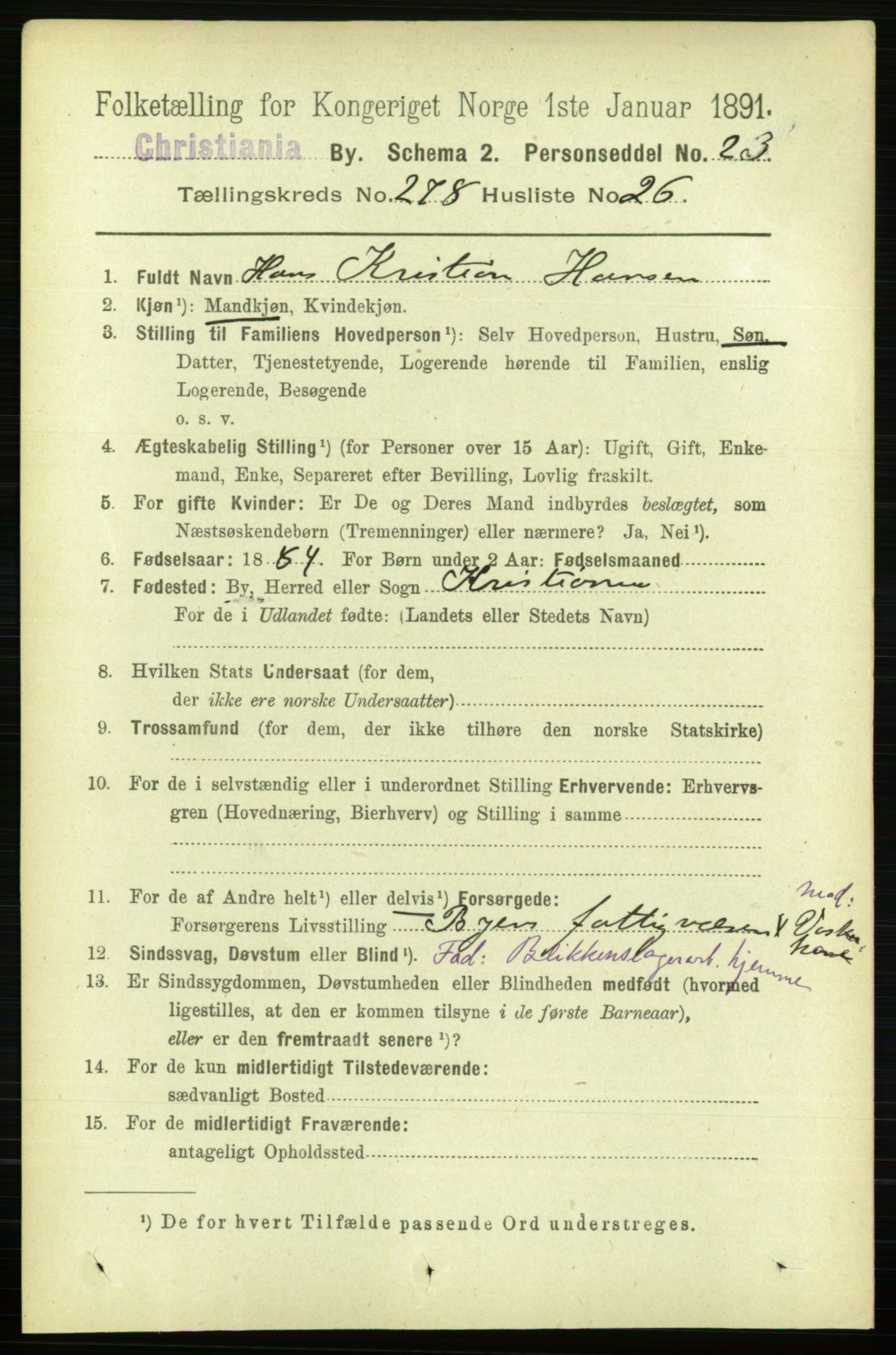 RA, 1891 census for 0301 Kristiania, 1891, p. 169277