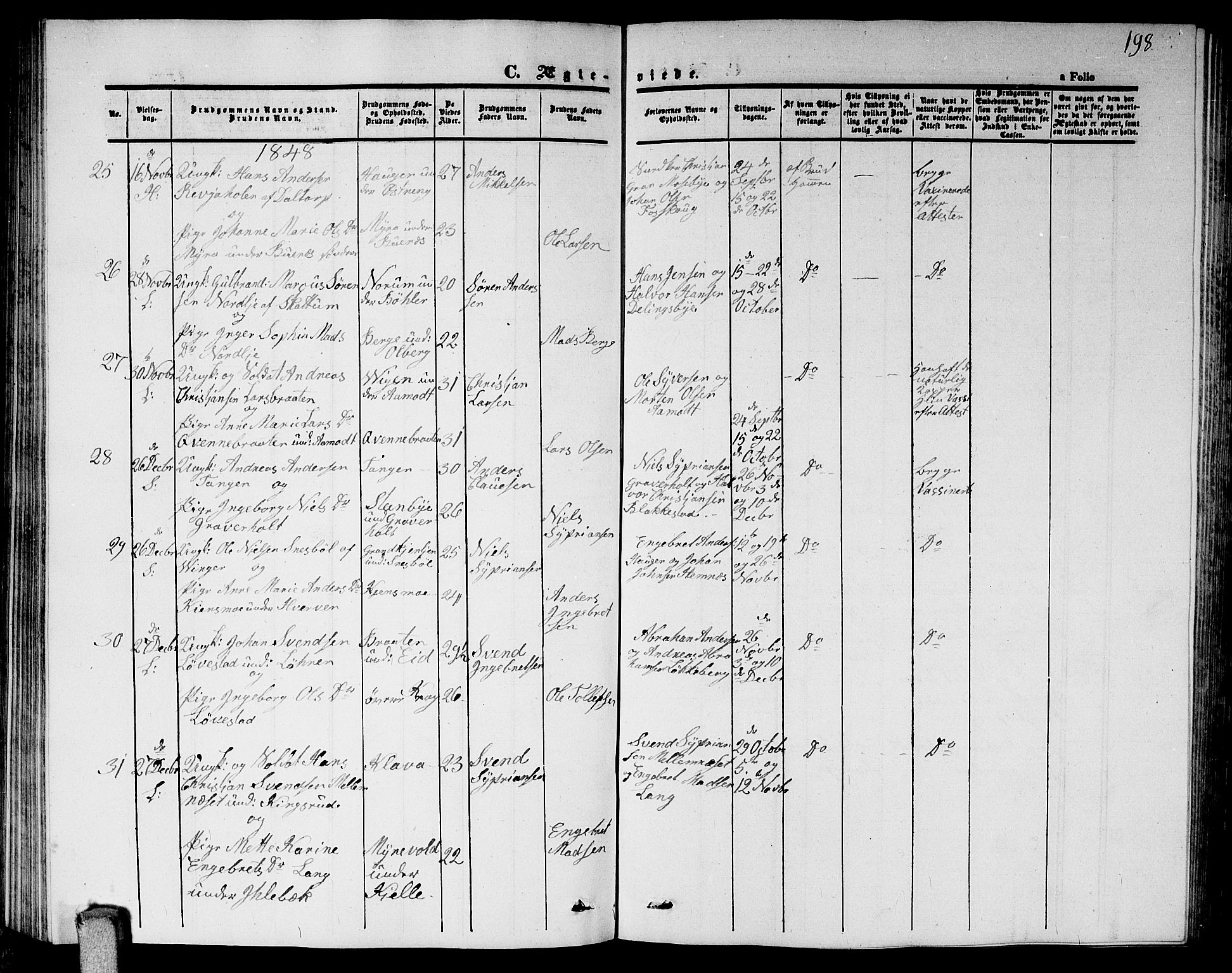 Høland prestekontor Kirkebøker, SAO/A-10346a/G/Ga/L0003: Parish register (copy) no. I 3, 1846-1853, p. 198