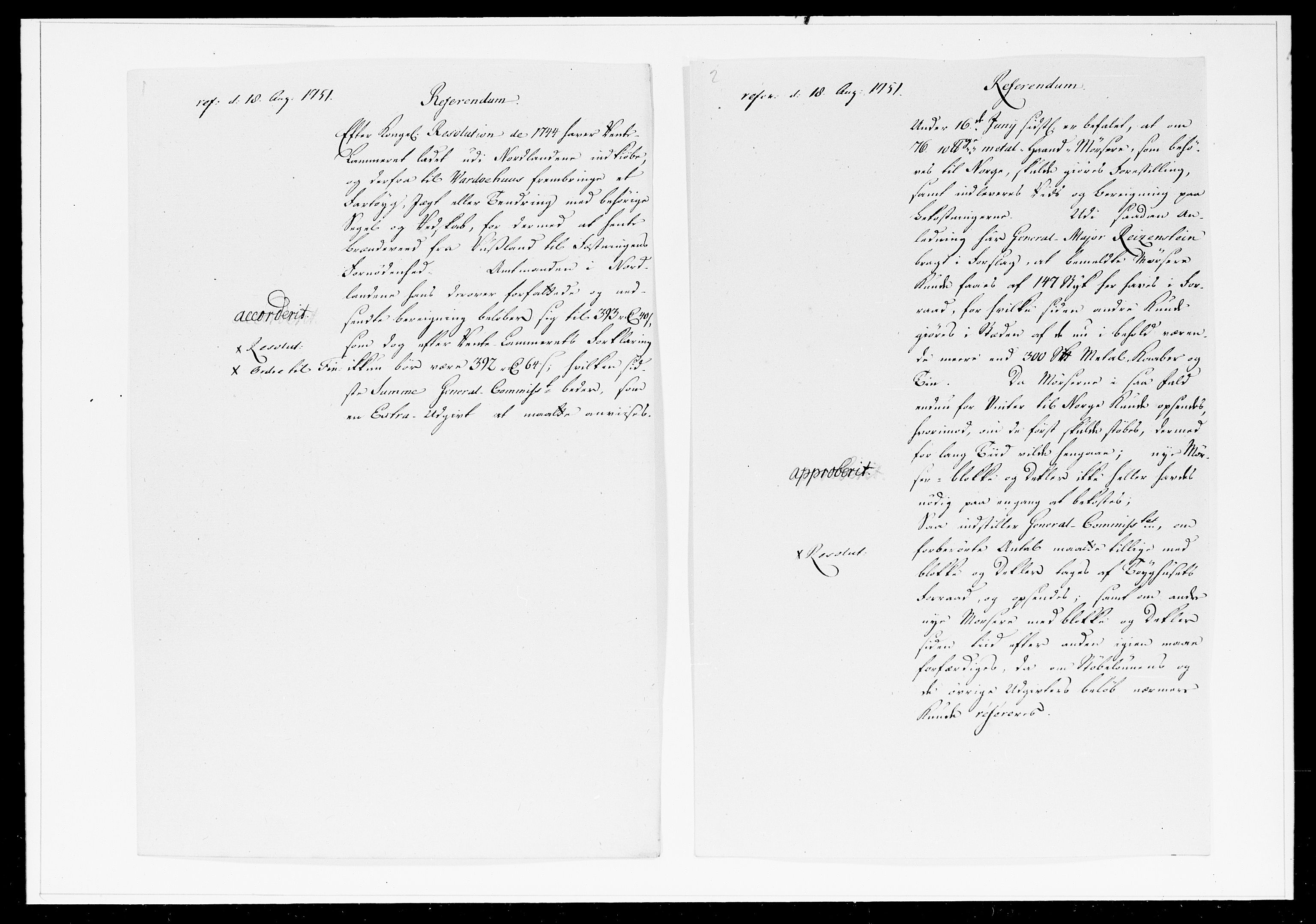 Krigskollegiet, Krigskancelliet, DRA/A-0006/-/1226-1232: Refererede sager, 1751, p. 231