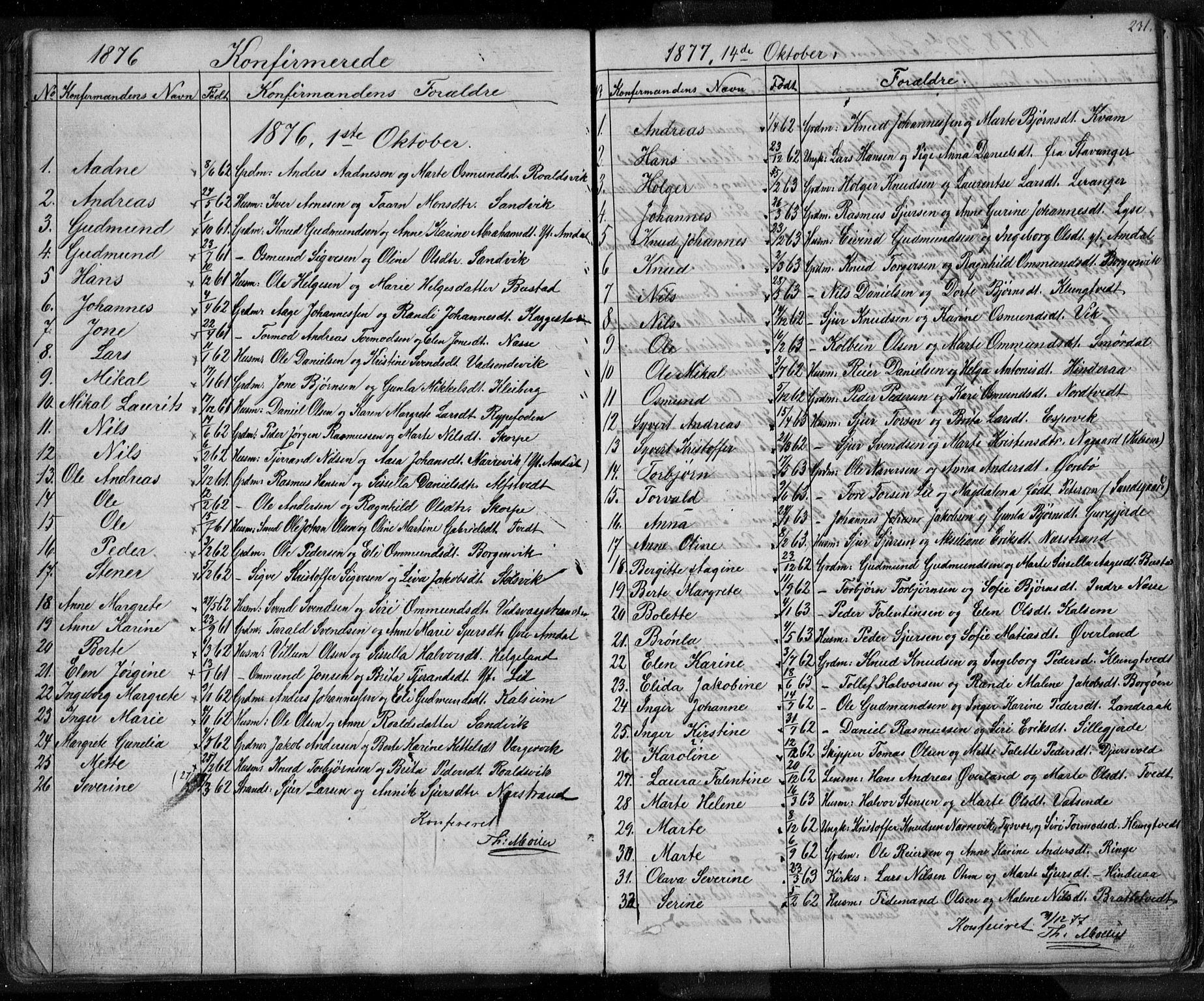 Nedstrand sokneprestkontor, AV/SAST-A-101841/01/V: Parish register (copy) no. B 3, 1848-1933, p. 231