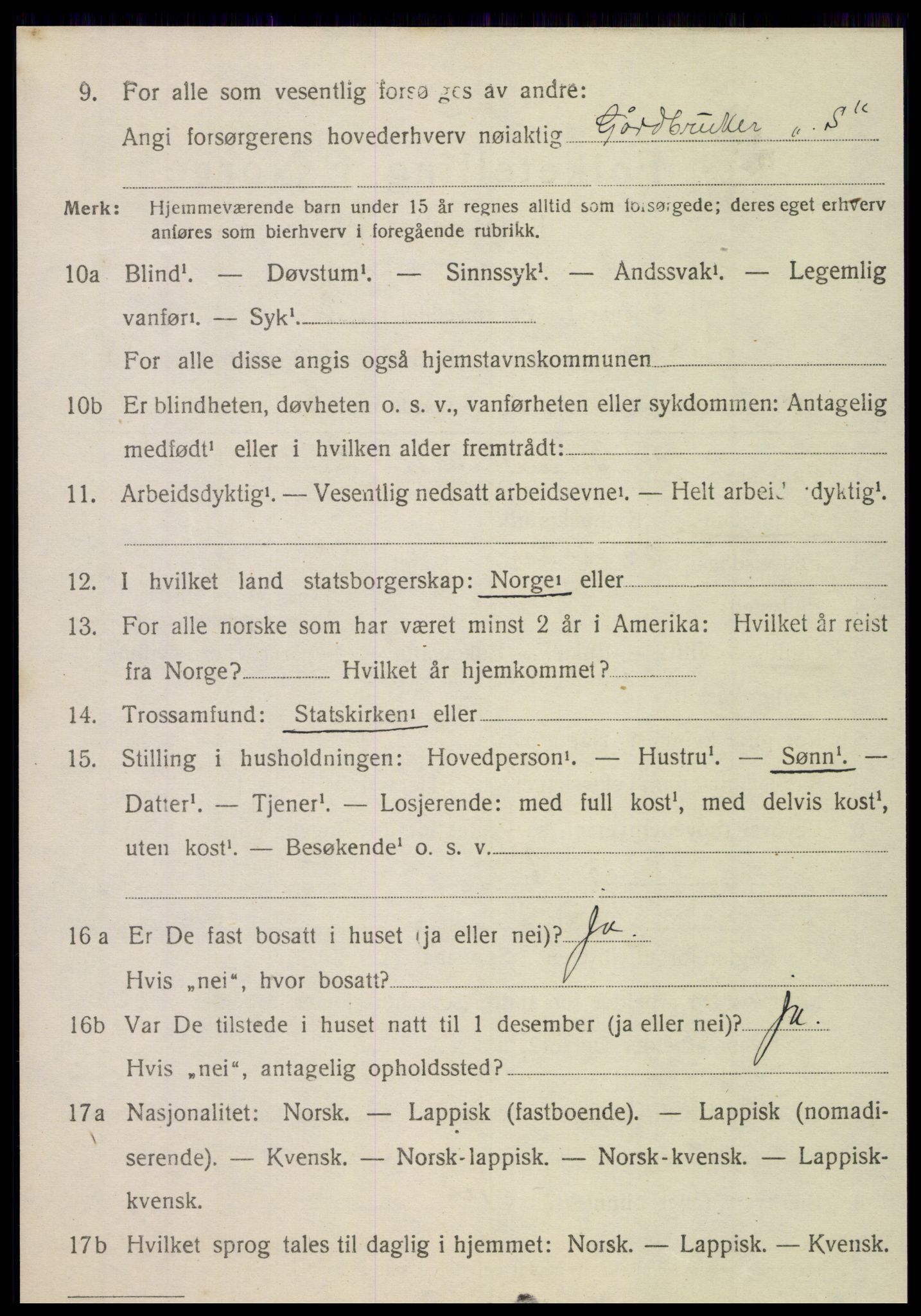 SAT, 1920 census for Nordli, 1920, p. 1412