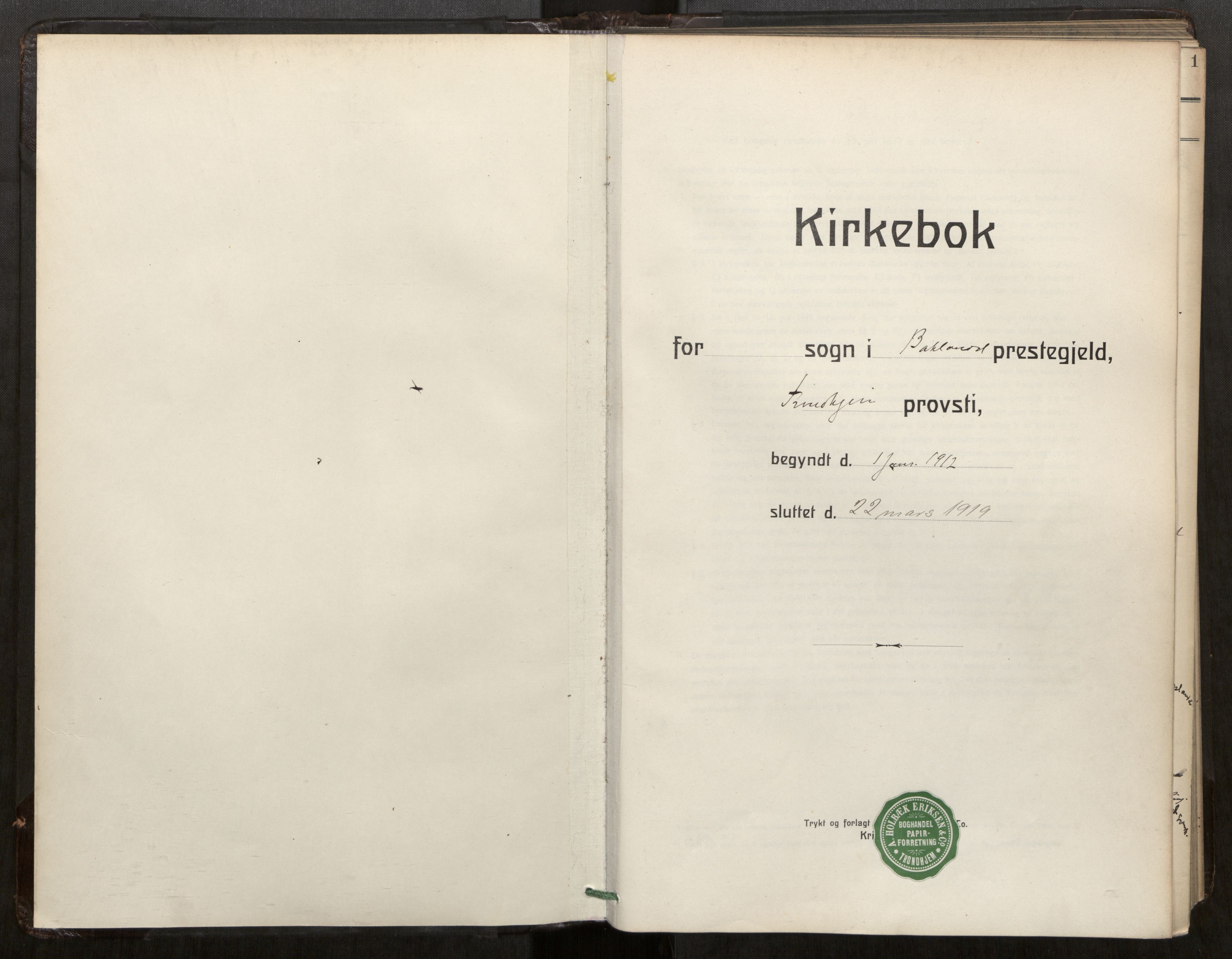 Bakklandet sokneprestkontor, SAT/A-1127: Parish register (official) no. 604A32, 1912-1919