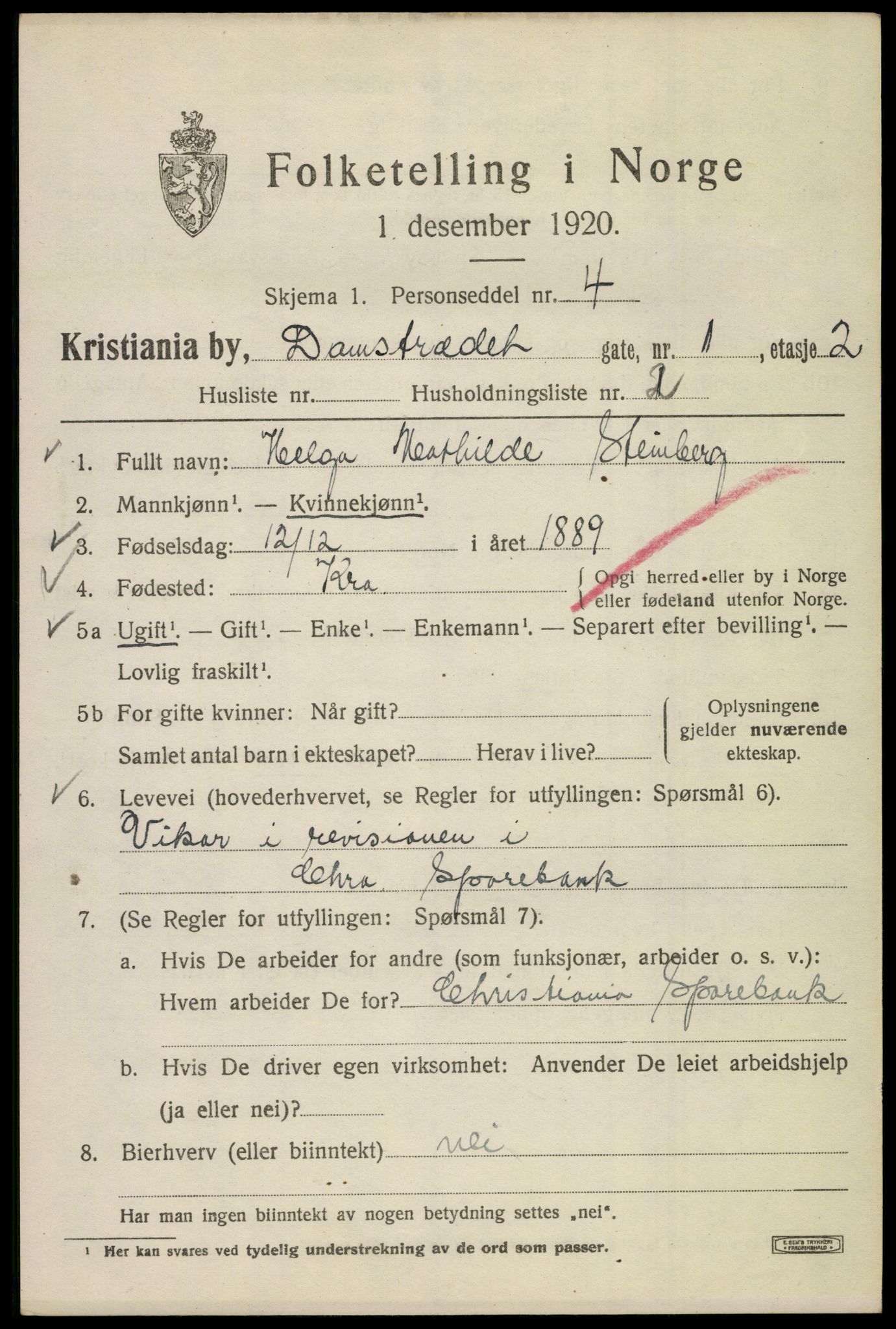 SAO, 1920 census for Kristiania, 1920, p. 193995