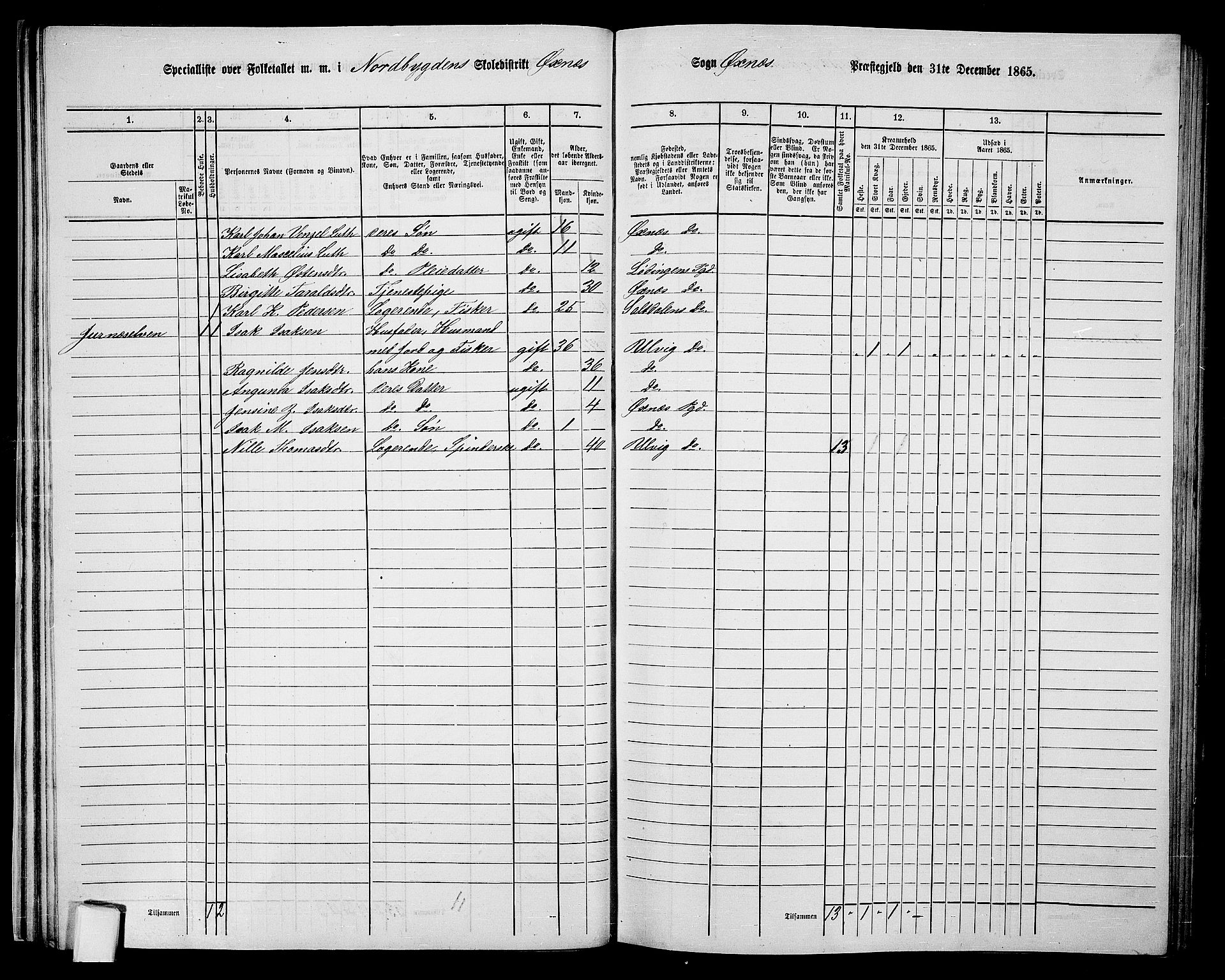 RA, 1865 census for Øksnes, 1865, p. 41