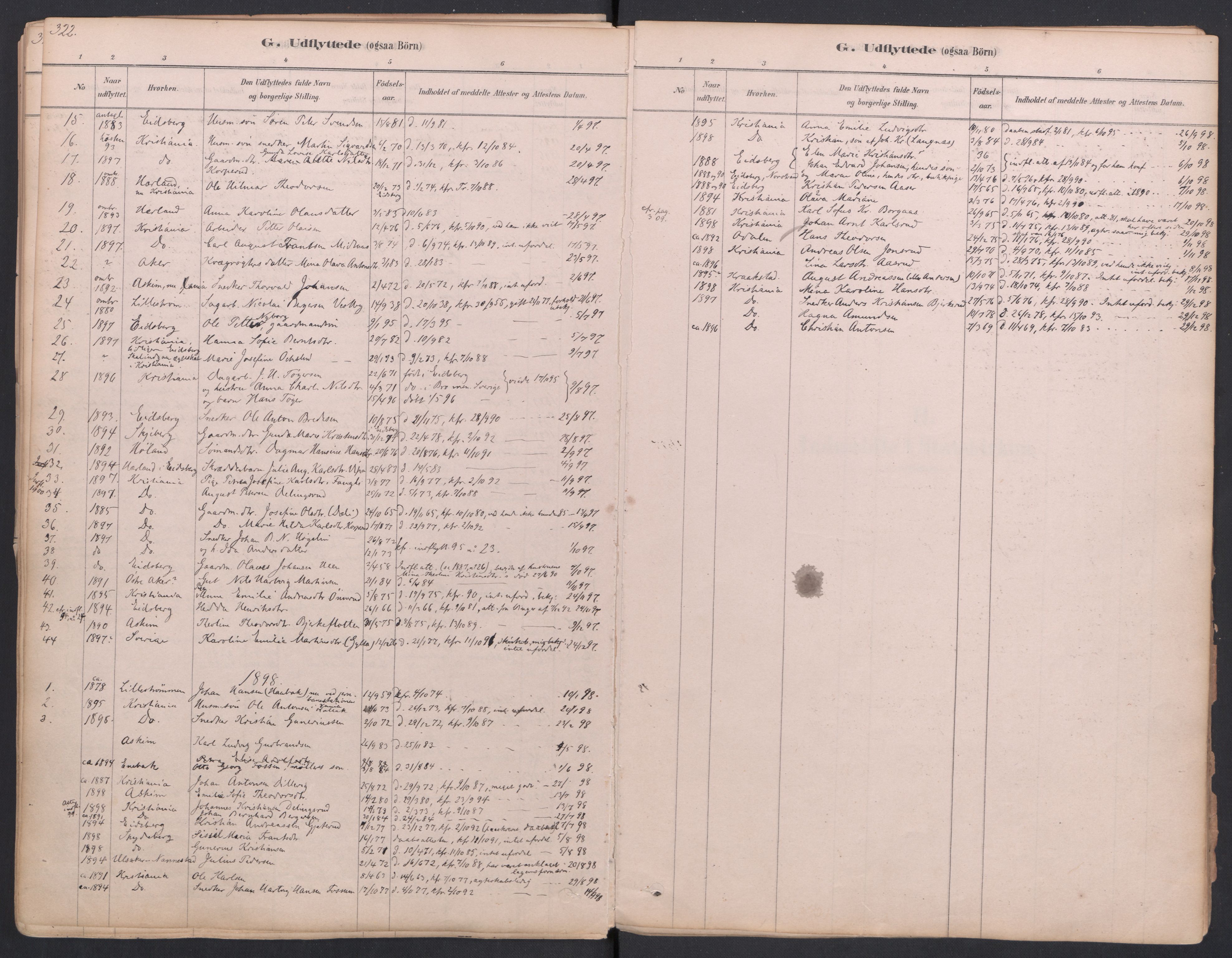 Trøgstad prestekontor Kirkebøker, AV/SAO-A-10925/F/Fa/L0010: Parish register (official) no. I 10, 1878-1898, p. 322