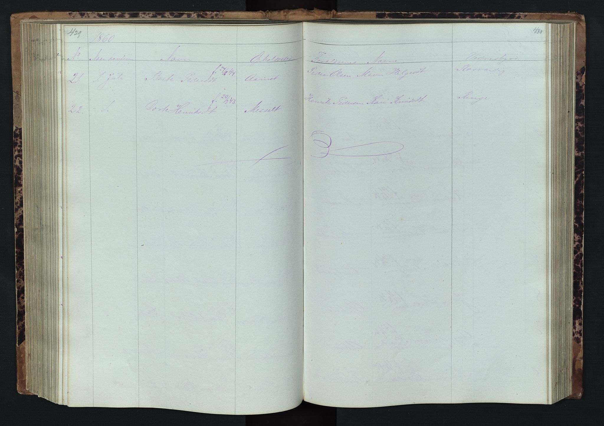 Stor-Elvdal prestekontor, SAH/PREST-052/H/Ha/Hab/L0001: Parish register (copy) no. 1 /1, 1860-1894, p. 429-430