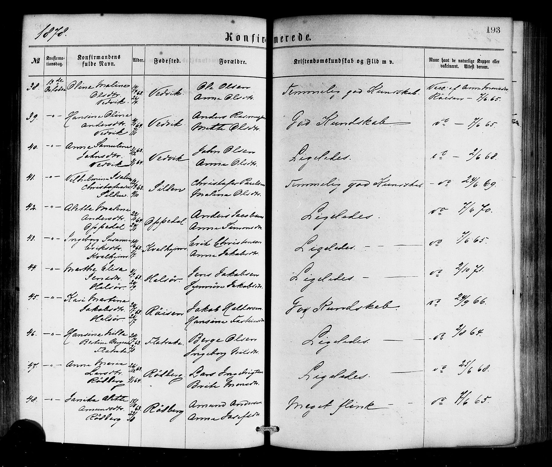 Selje sokneprestembete, AV/SAB-A-99938/H/Ha/Haa/Haaa: Parish register (official) no. A 12, 1870-1880, p. 193
