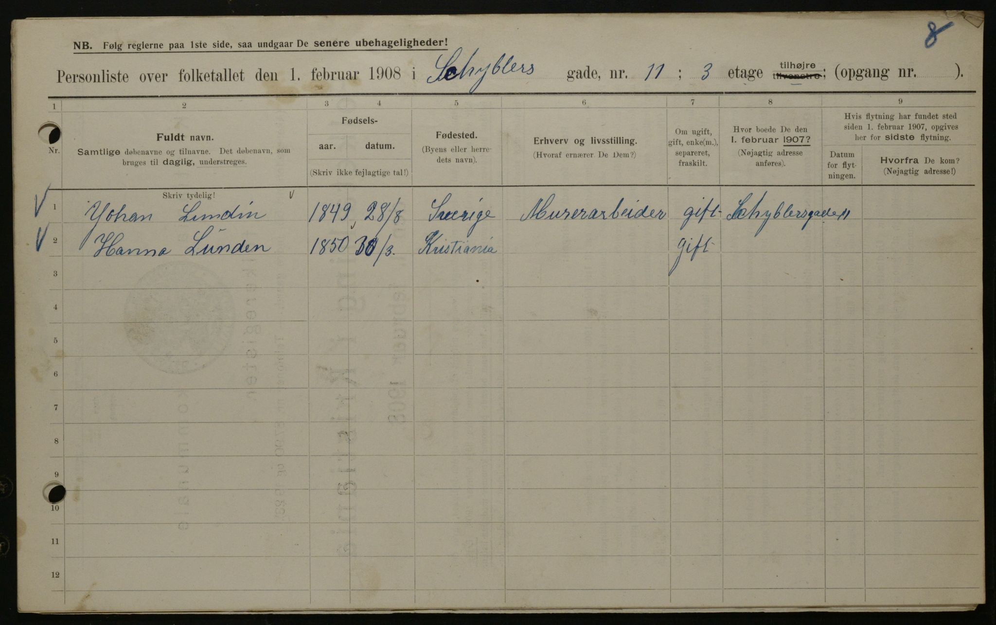 OBA, Municipal Census 1908 for Kristiania, 1908, p. 83635