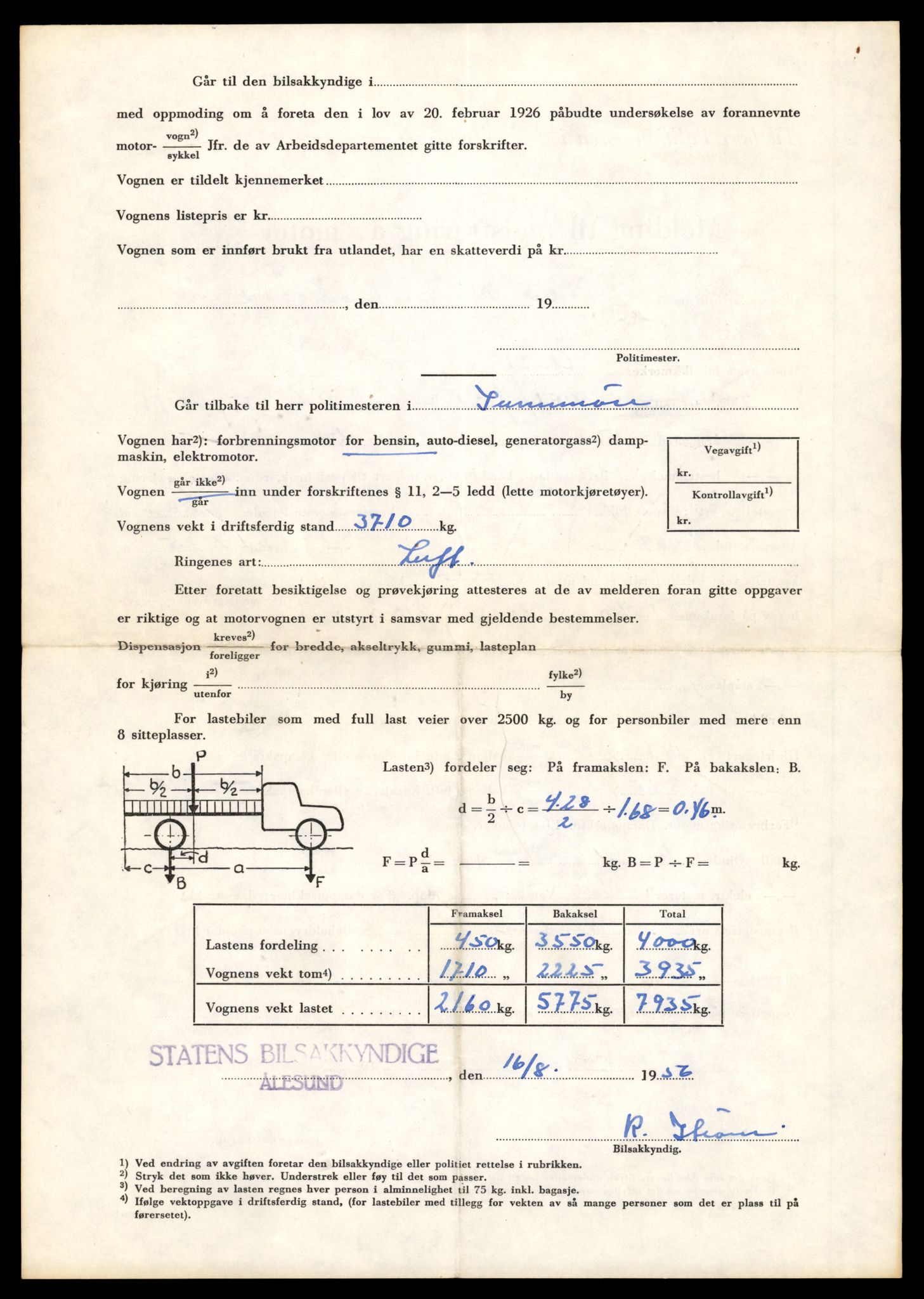 Møre og Romsdal vegkontor - Ålesund trafikkstasjon, AV/SAT-A-4099/F/Fe/L0010: Registreringskort for kjøretøy T 1050 - T 1169, 1927-1998, p. 2854