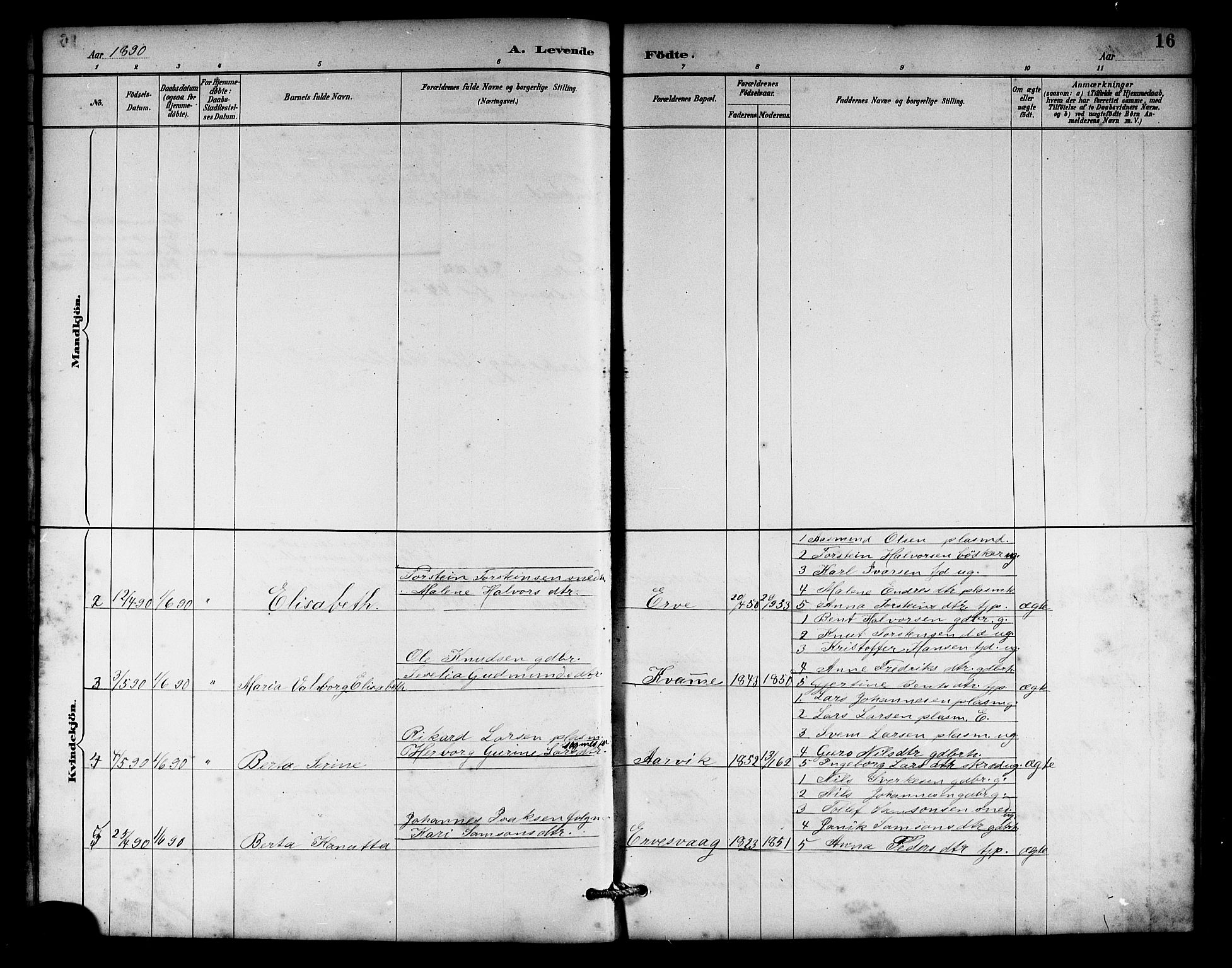 Sveio Sokneprestembete, SAB/A-78501/H/Hab: Parish register (copy) no. C 3, 1887-1902, p. 16