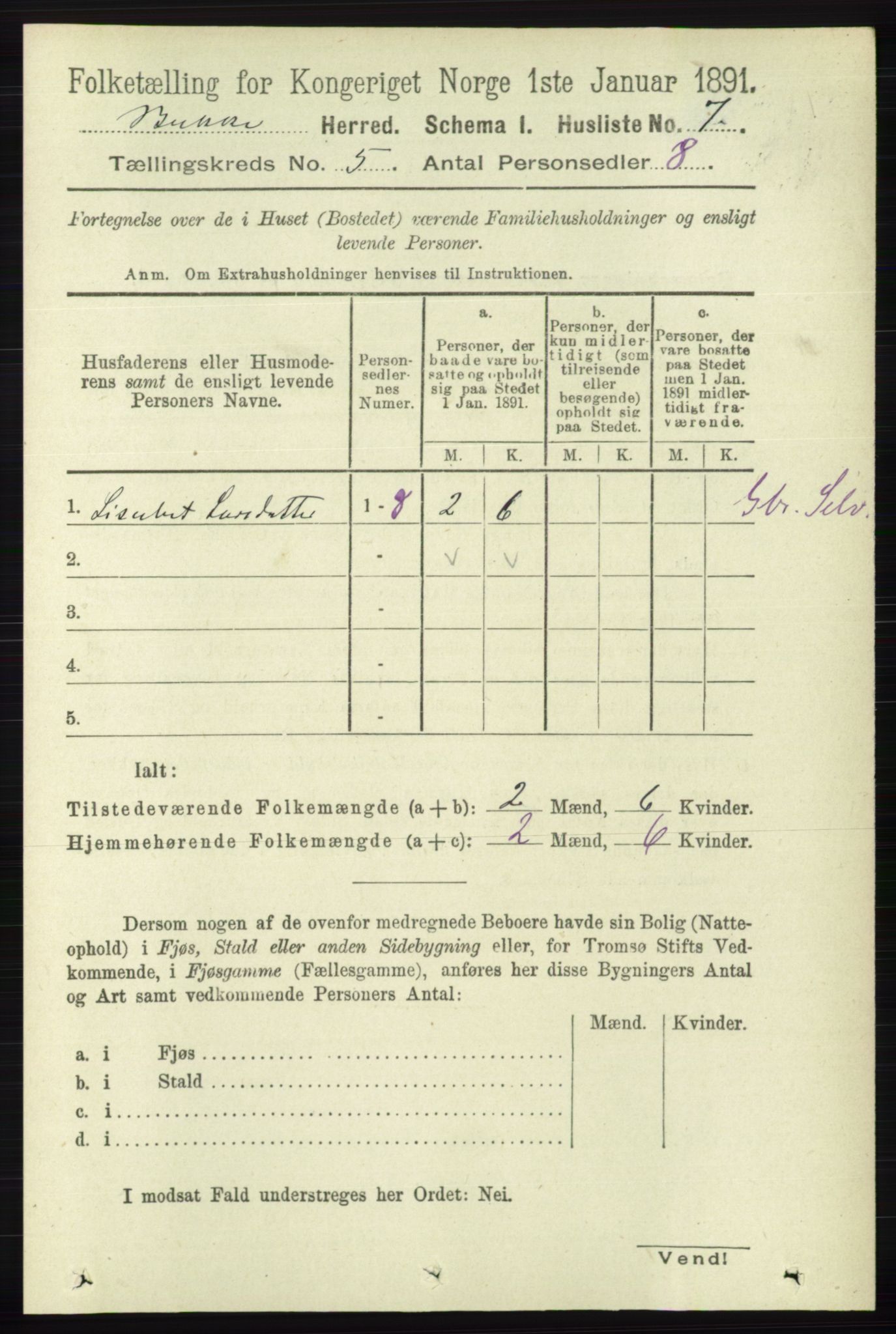 RA, 1891 census for 1045 Bakke, 1891, p. 1069