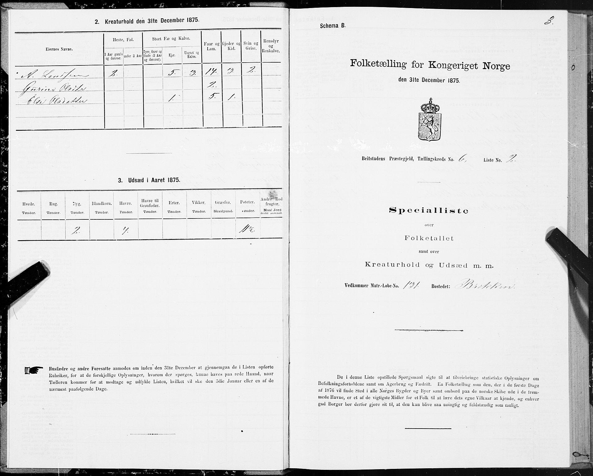 SAT, 1875 census for 1727P Beitstad, 1875, p. 4003