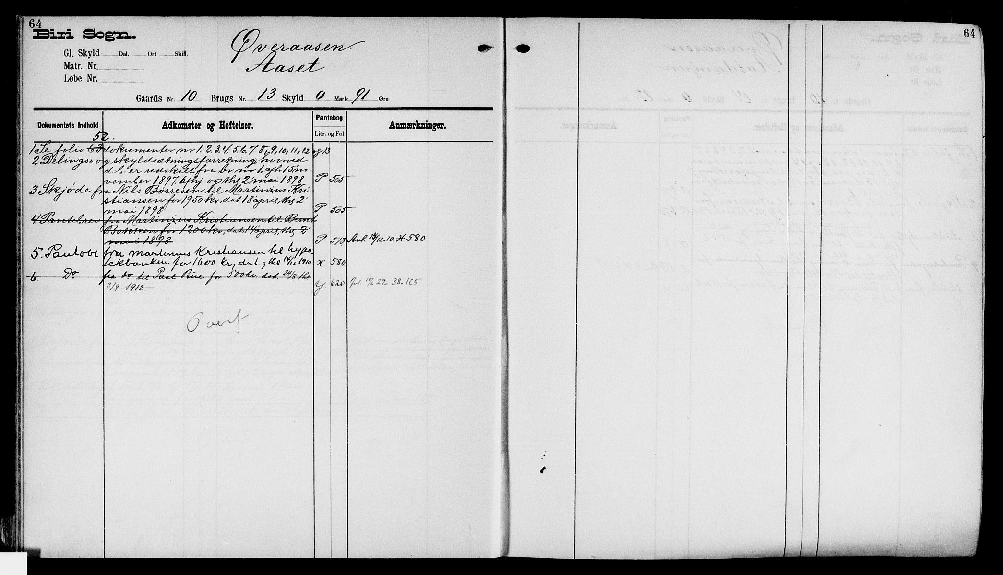 Toten tingrett, AV/SAH-TING-006/H/Ha/Haa/L0015: Mortgage register no. 15, 1901, p. 64