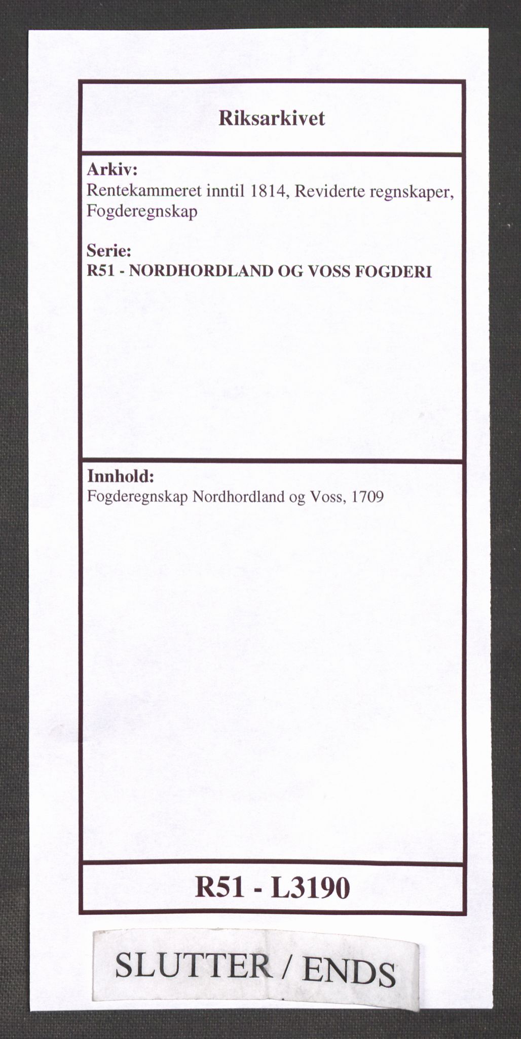 Rentekammeret inntil 1814, Reviderte regnskaper, Fogderegnskap, RA/EA-4092/R51/L3190: Fogderegnskap Nordhordland og Voss, 1709, p. 250