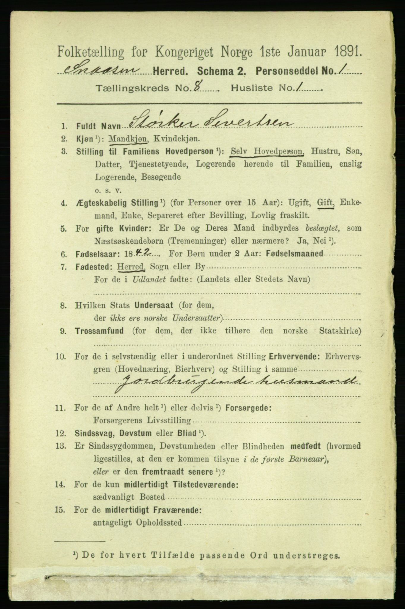 RA, 1891 census for 1736 Snåsa, 1891, p. 2736