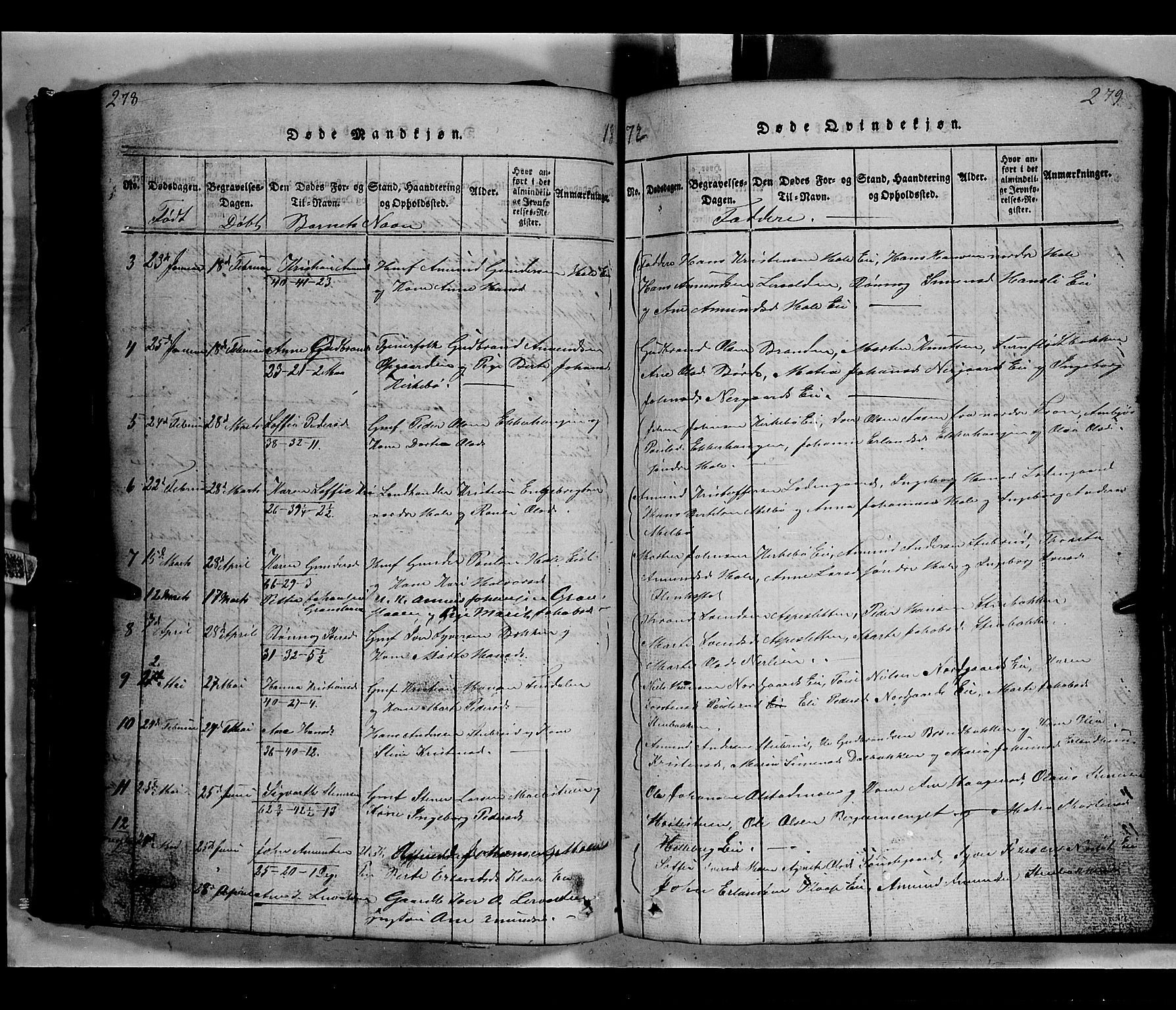 Gausdal prestekontor, AV/SAH-PREST-090/H/Ha/Hab/L0002: Parish register (copy) no. 2, 1818-1874, p. 278-279