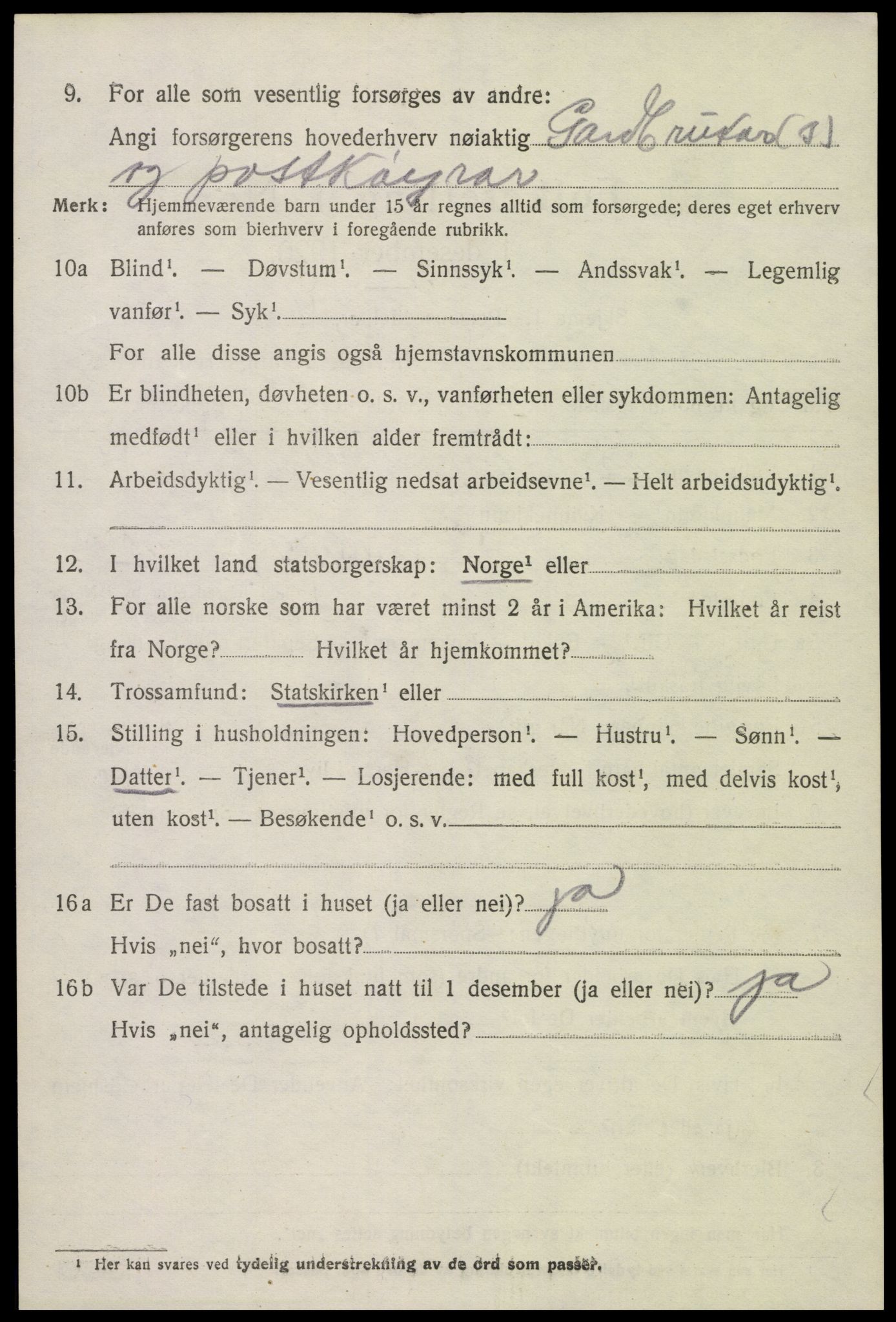 SAK, 1920 census for Hornnes, 1920, p. 3072