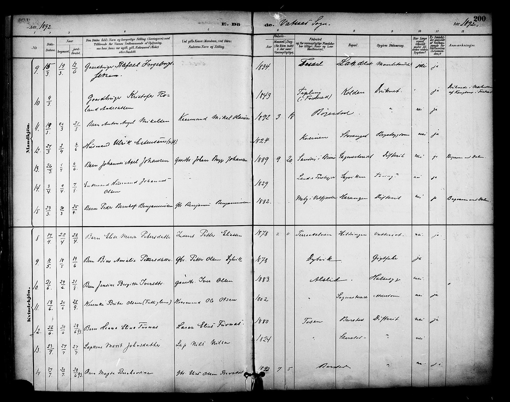 Ministerialprotokoller, klokkerbøker og fødselsregistre - Nordland, AV/SAT-A-1459/810/L0150: Parish register (official) no. 810A10 /1, 1884-1895, p. 200