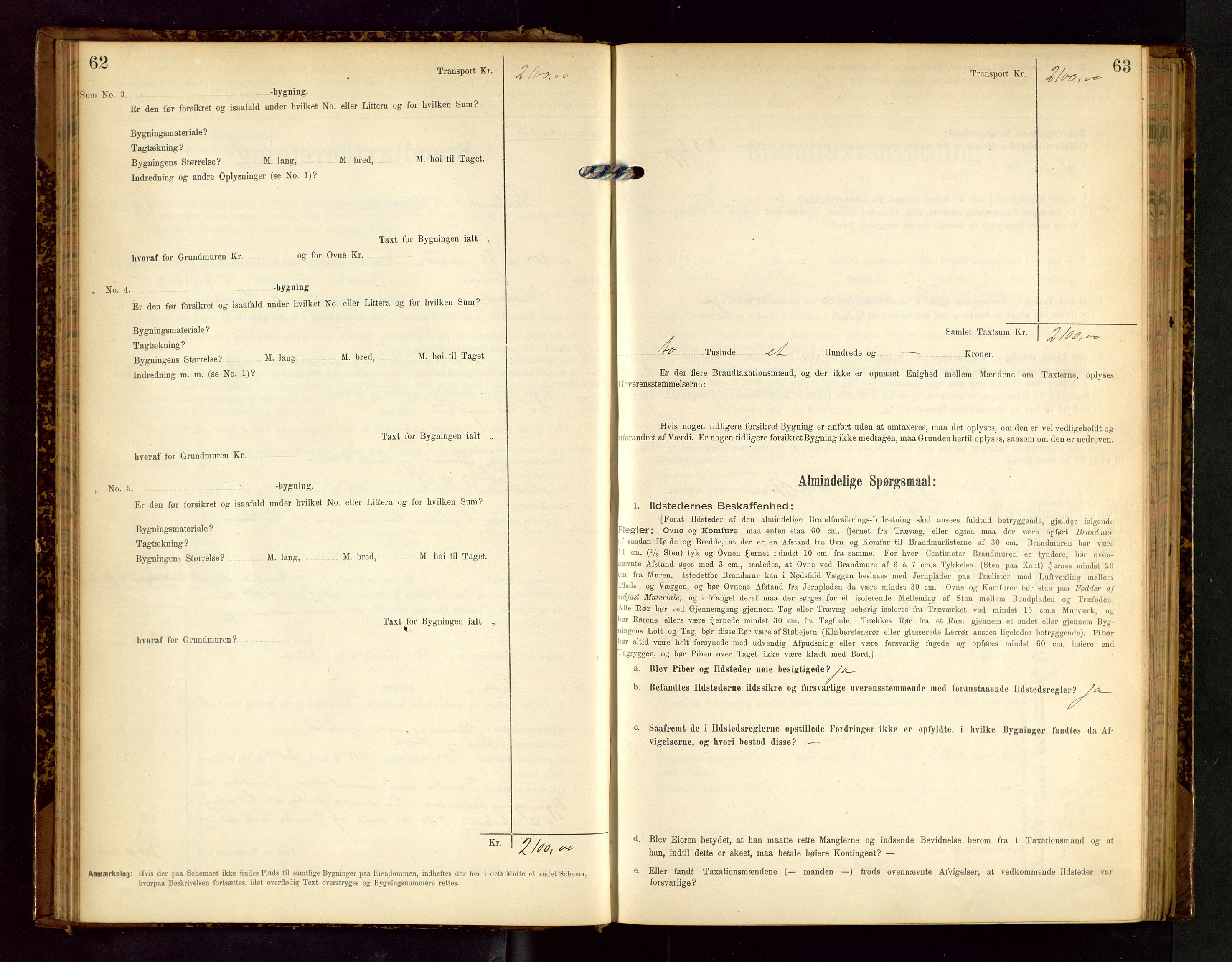 Håland lensmannskontor, SAST/A-100100/Gob/L0002: Branntakstprotokoll - skjematakst. Register i boken., 1902-1906, p. 62-63
