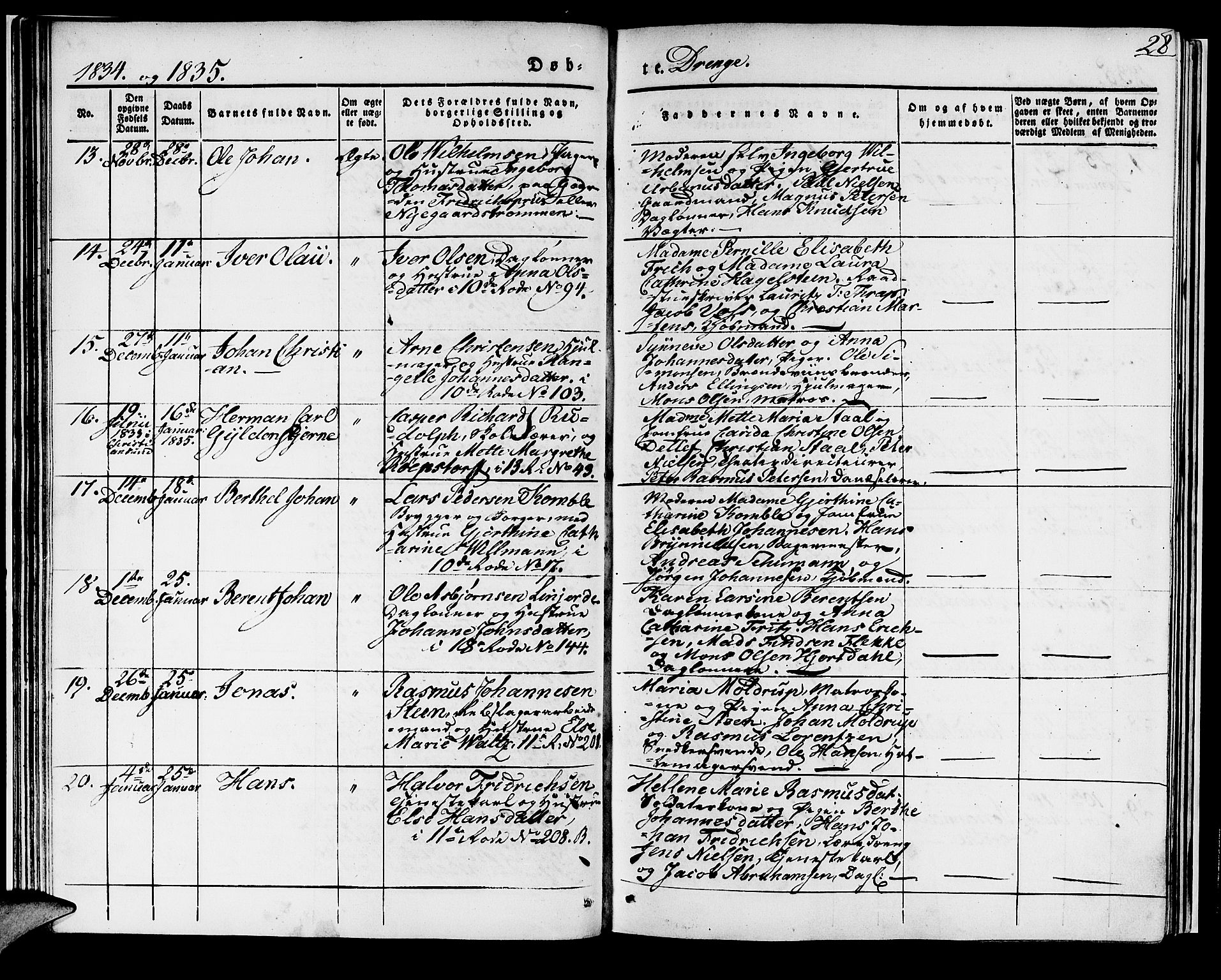 Domkirken sokneprestembete, SAB/A-74801/H/Haa/L0014: Parish register (official) no. A 13, 1830-1837, p. 28