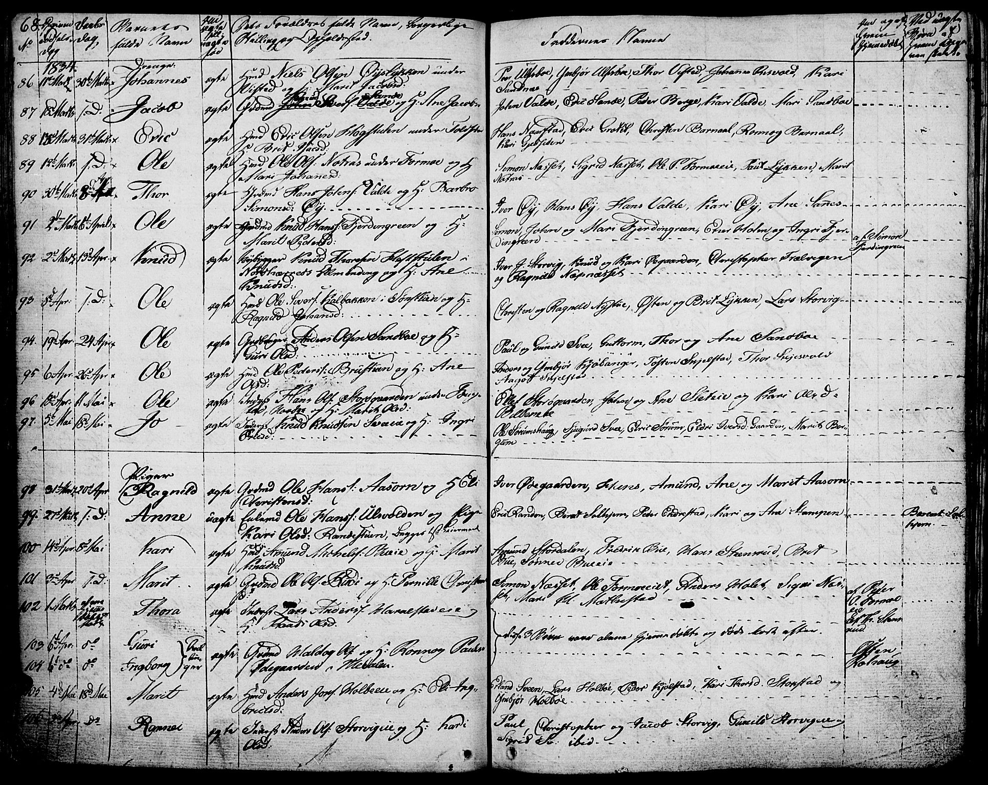 Vågå prestekontor, AV/SAH-PREST-076/H/Ha/Haa/L0004: Parish register (official) no. 4 /1, 1827-1842, p. 68