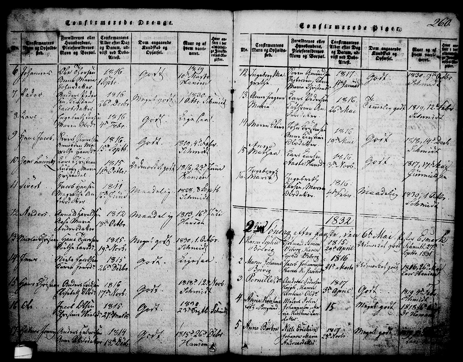 Brevik kirkebøker, AV/SAKO-A-255/G/Ga/L0001: Parish register (copy) no. 1, 1814-1845, p. 260