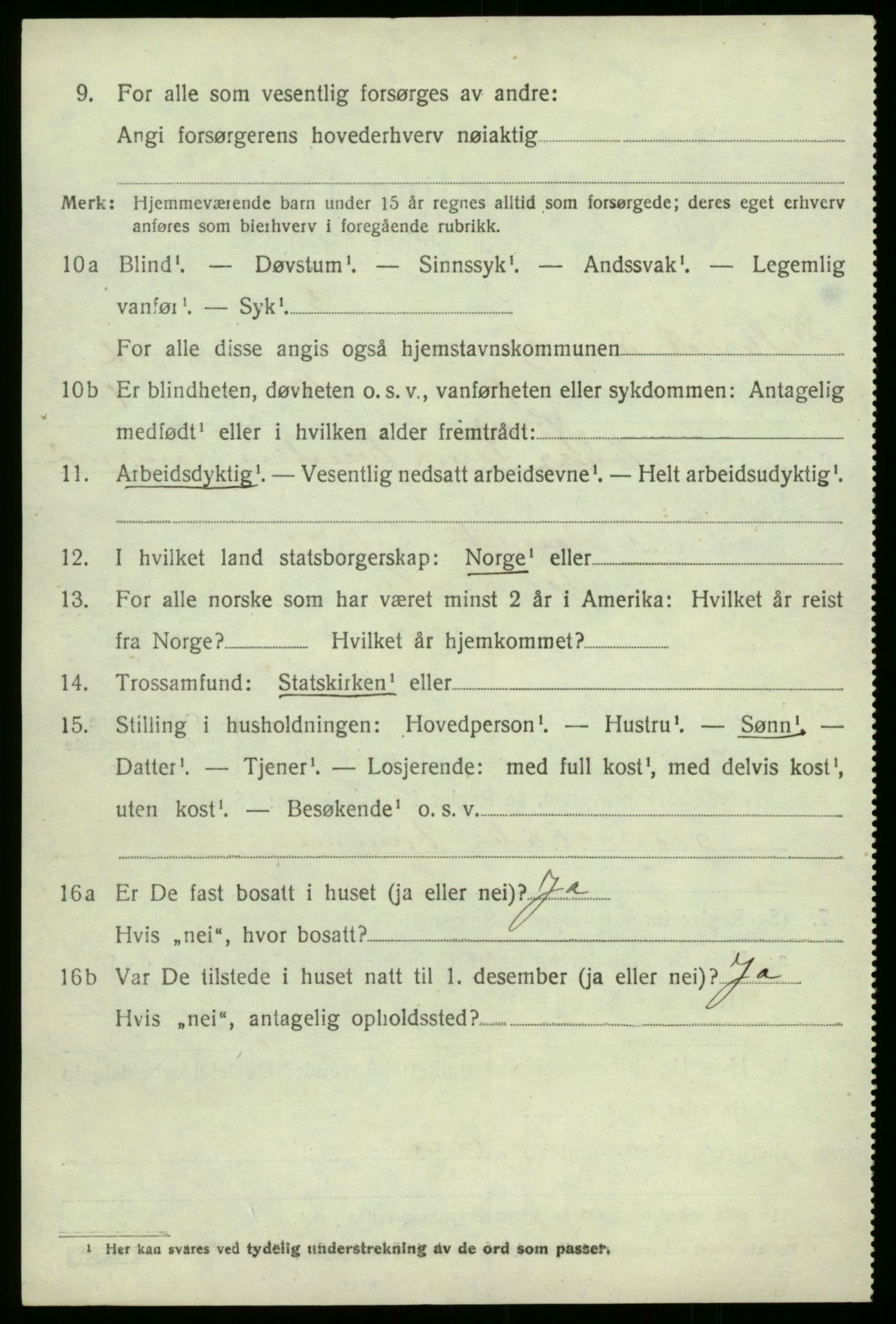 SAB, 1920 census for Hyllestad, 1920, p. 1383