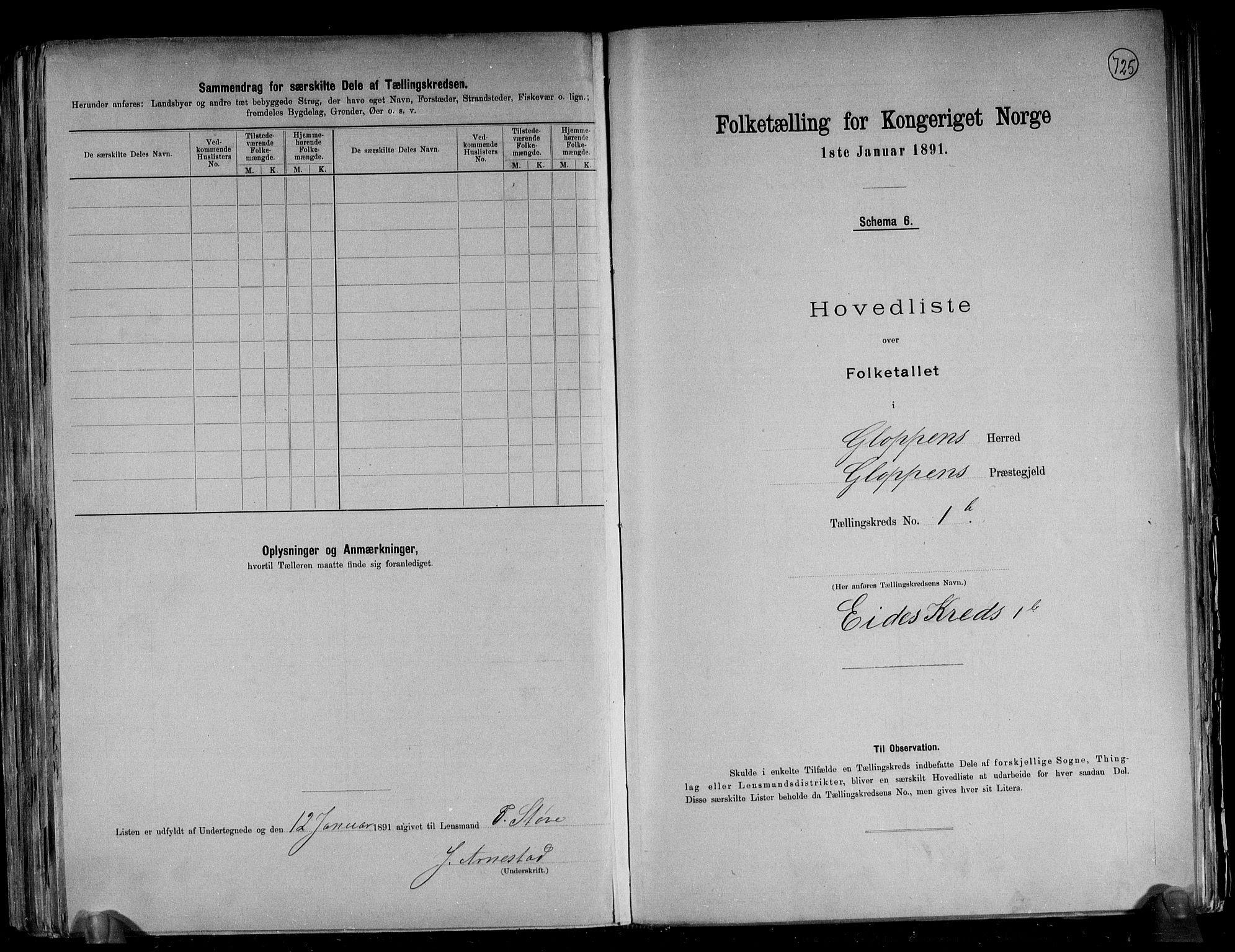RA, 1891 census for 1445 Gloppen, 1891, p. 7