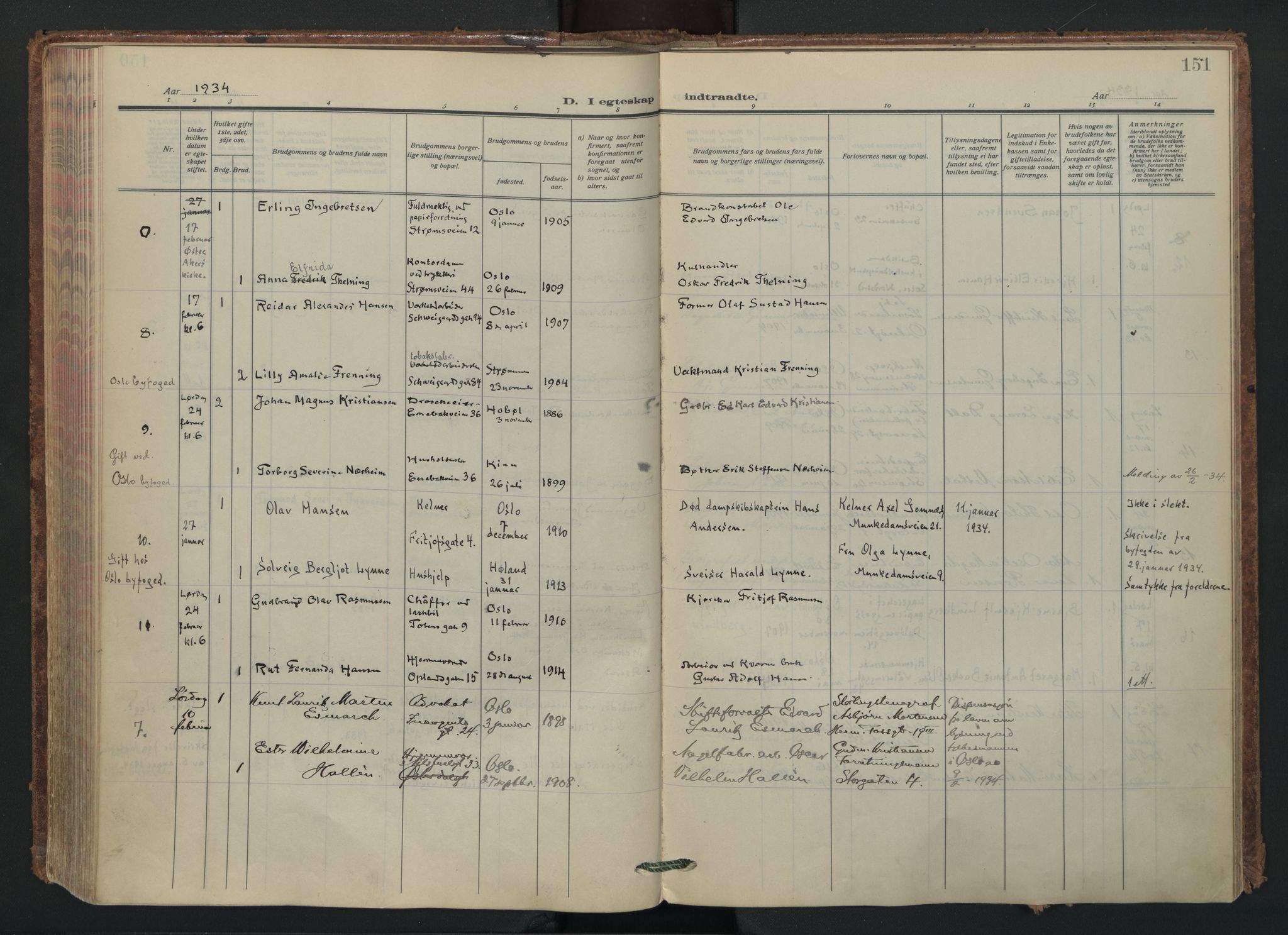 Vålerengen prestekontor Kirkebøker, SAO/A-10878/F/Fa/L0005: Parish register (official) no. 5, 1924-1936, p. 151