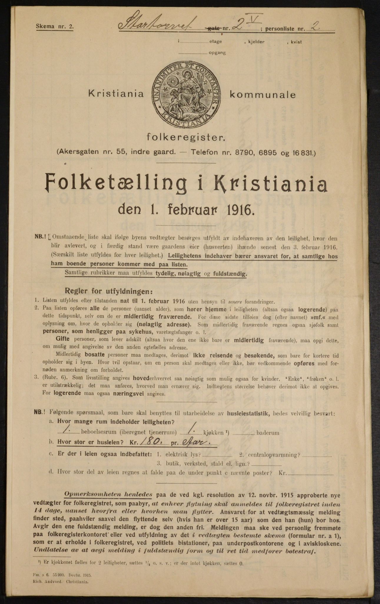 OBA, Municipal Census 1916 for Kristiania, 1916, p. 106385