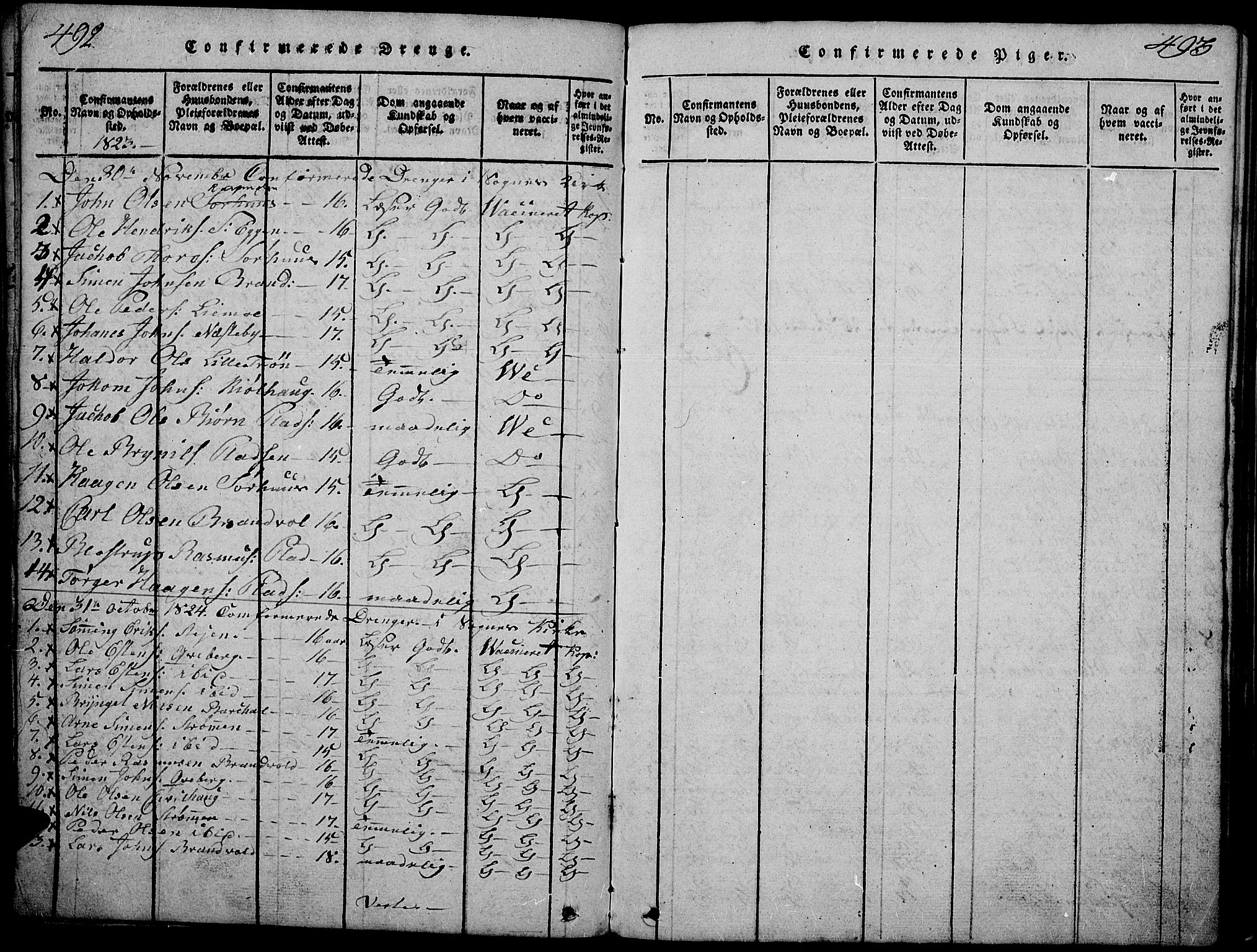 Tynset prestekontor, SAH/PREST-058/H/Ha/Hab/L0002: Parish register (copy) no. 2, 1814-1862, p. 492-493