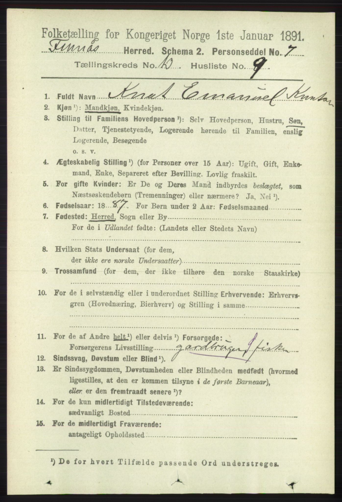 RA, 1891 census for 1218 Finnås, 1891, p. 5652