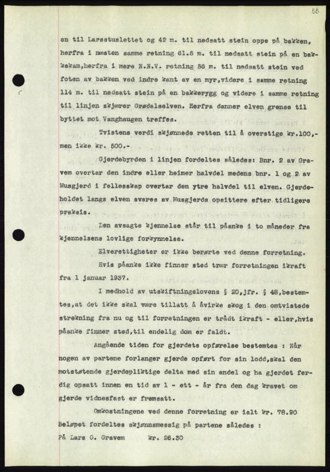 Nordmøre sorenskriveri, AV/SAT-A-4132/1/2/2Ca: Mortgage book no. A81, 1937-1937, Diary no: : 559/1937