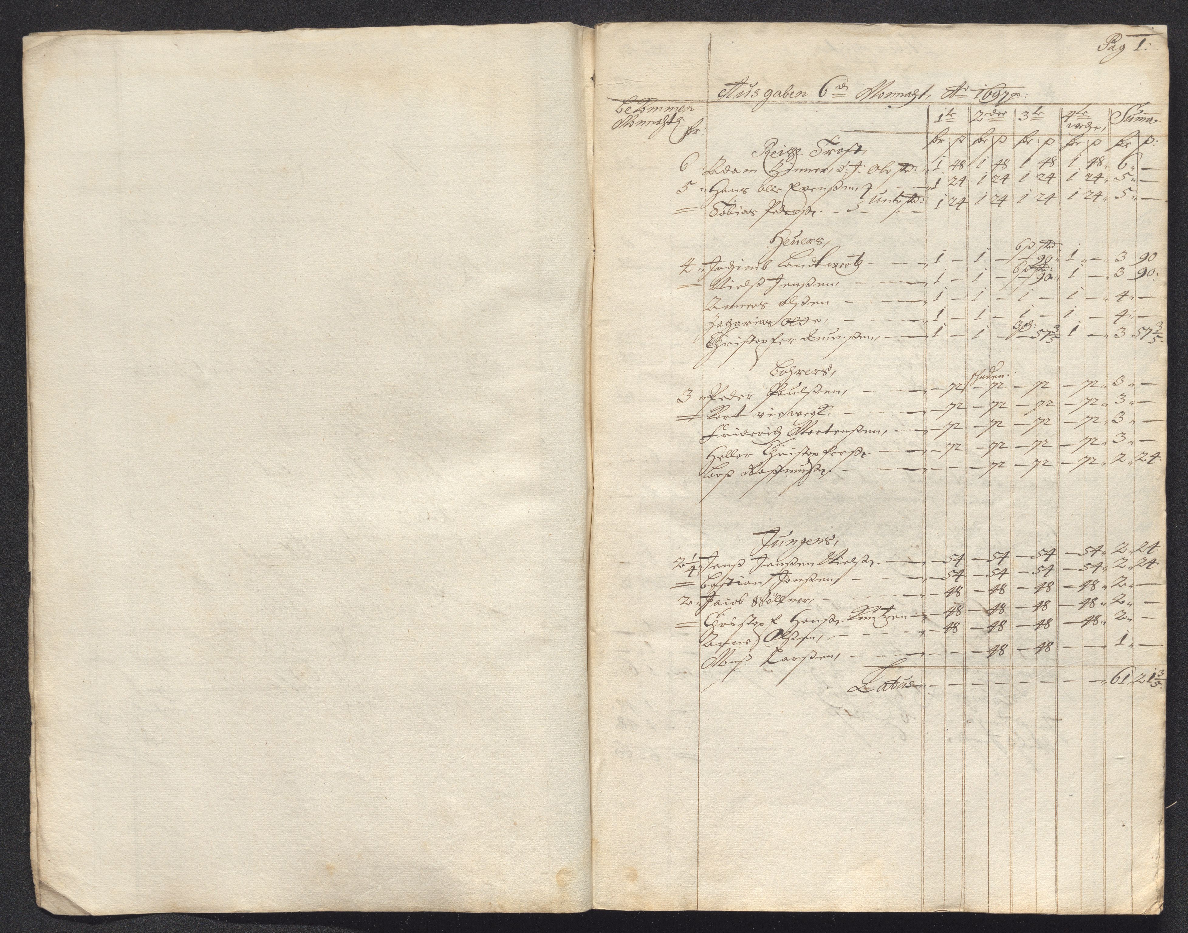 Kongsberg Sølvverk 1623-1816, SAKO/EA-3135/001/D/Dc/Dcd/L0073: Utgiftsregnskap for gruver m.m., 1697-1698, p. 53