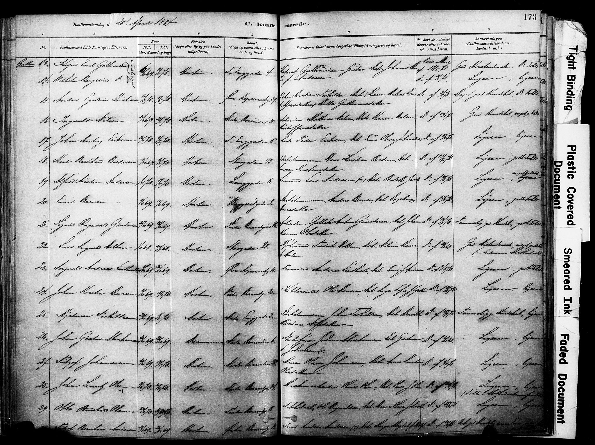 Horten kirkebøker, AV/SAKO-A-348/F/Fa/L0003: Parish register (official) no. 3, 1878-1887, p. 173