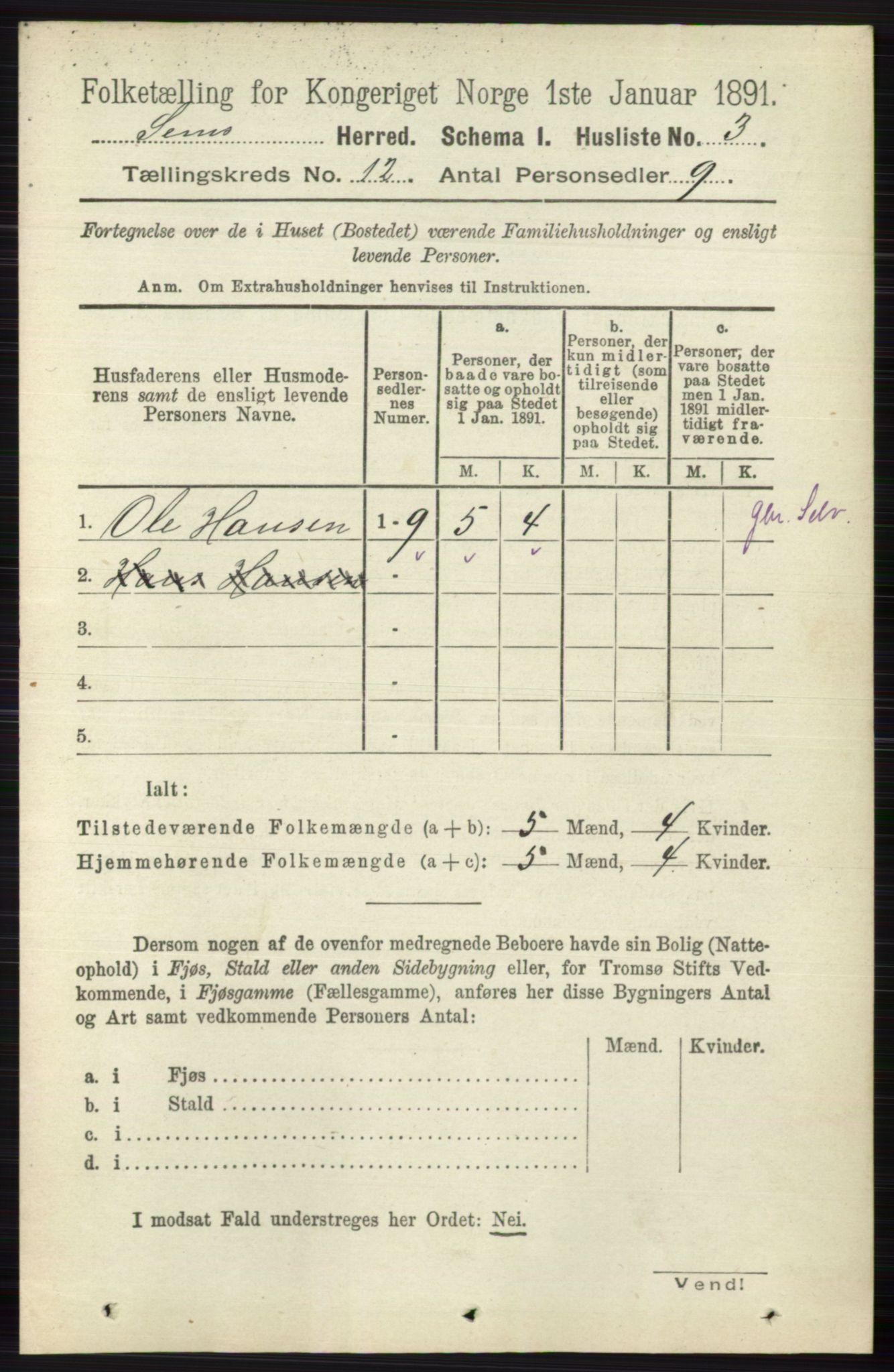 RA, 1891 census for 0721 Sem, 1891, p. 5670