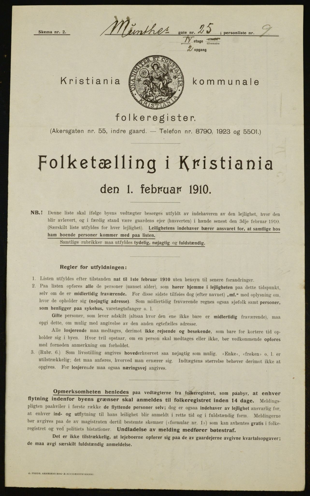 OBA, Municipal Census 1910 for Kristiania, 1910, p. 65764