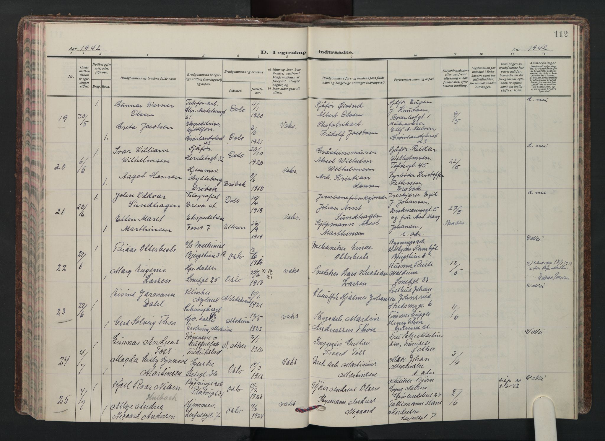 Grønland prestekontor Kirkebøker, AV/SAO-A-10848/F/Fa/L0020: Parish register (official) no. 20, 1935-1946, p. 112