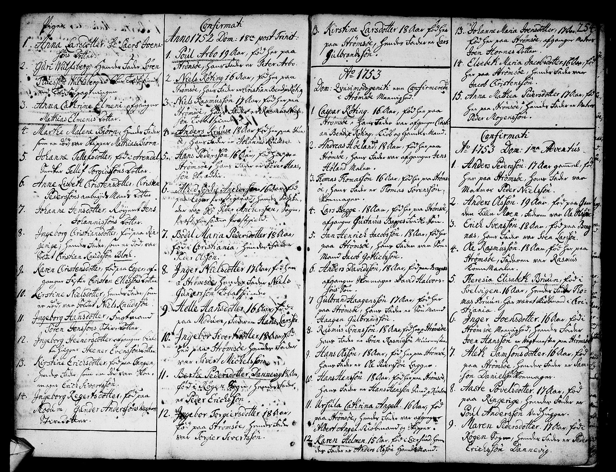 Strømsø kirkebøker, AV/SAKO-A-246/F/Fa/L0008: Parish register (official) no. I 8, 1748-1774, p. 254