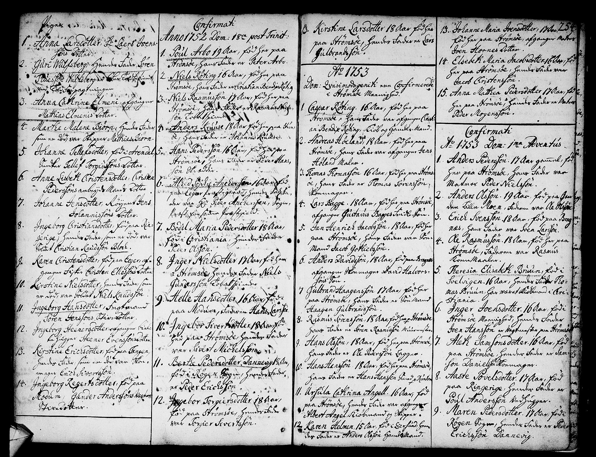 Strømsø kirkebøker, AV/SAKO-A-246/F/Fa/L0008: Parish register (official) no. I 8, 1748-1774, p. 254