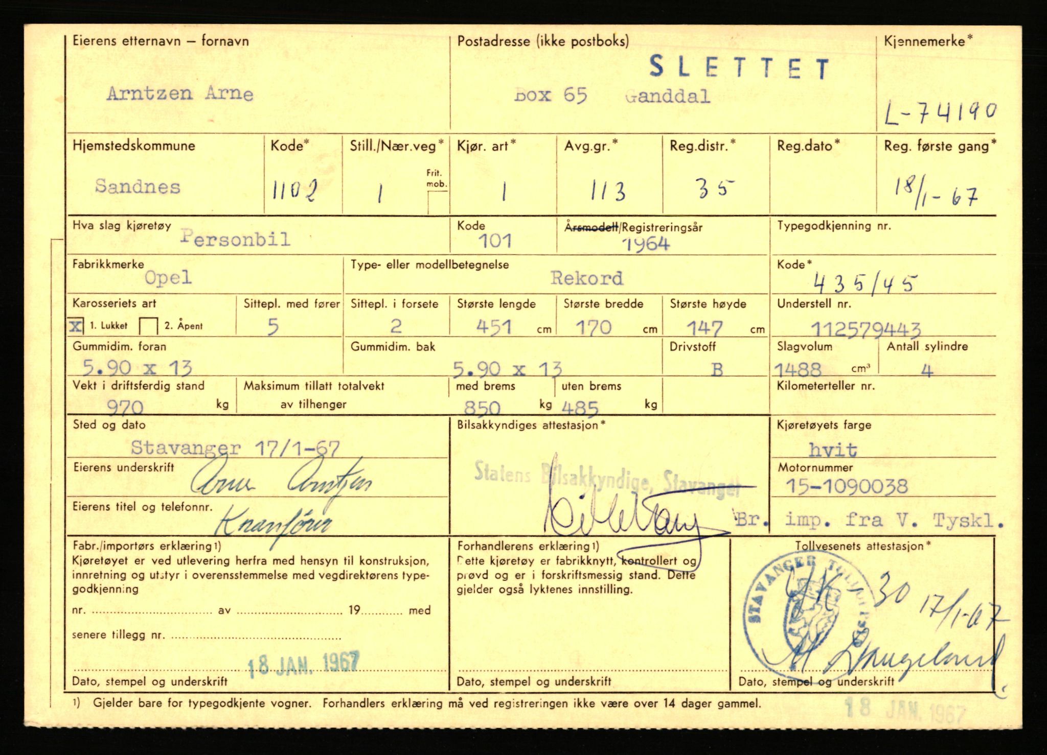 Stavanger trafikkstasjon, AV/SAST-A-101942/0/F/L0067: L-71600 - L-74999, 1930-1971, p. 1738