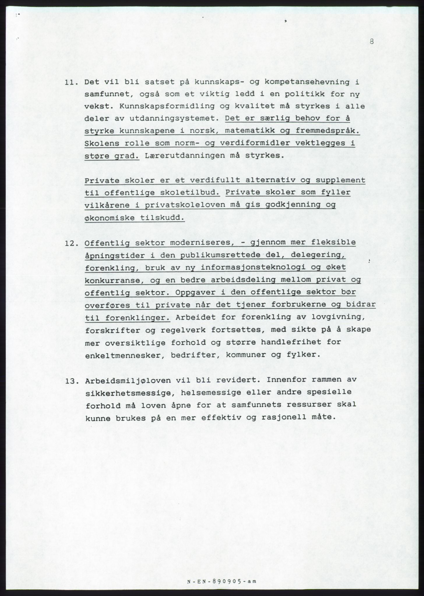 Forhandlingsmøtene 1989 mellom Høyre, KrF og Senterpartiet om dannelse av regjering, AV/RA-PA-0697/A/L0001: Forhandlingsprotokoll med vedlegg, 1989, p. 223