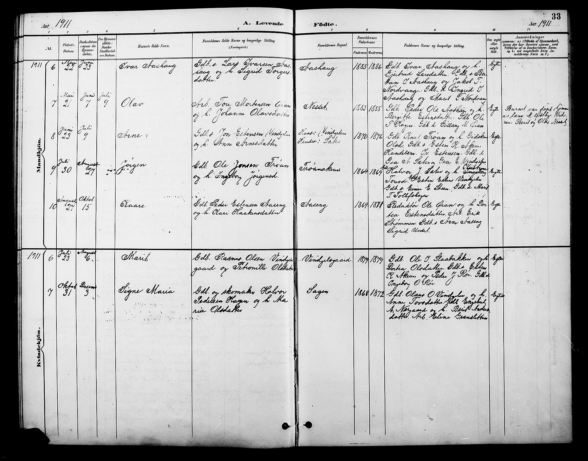 Tolga prestekontor, AV/SAH-PREST-062/L/L0010: Parish register (copy) no. 10, 1894-1918, p. 33