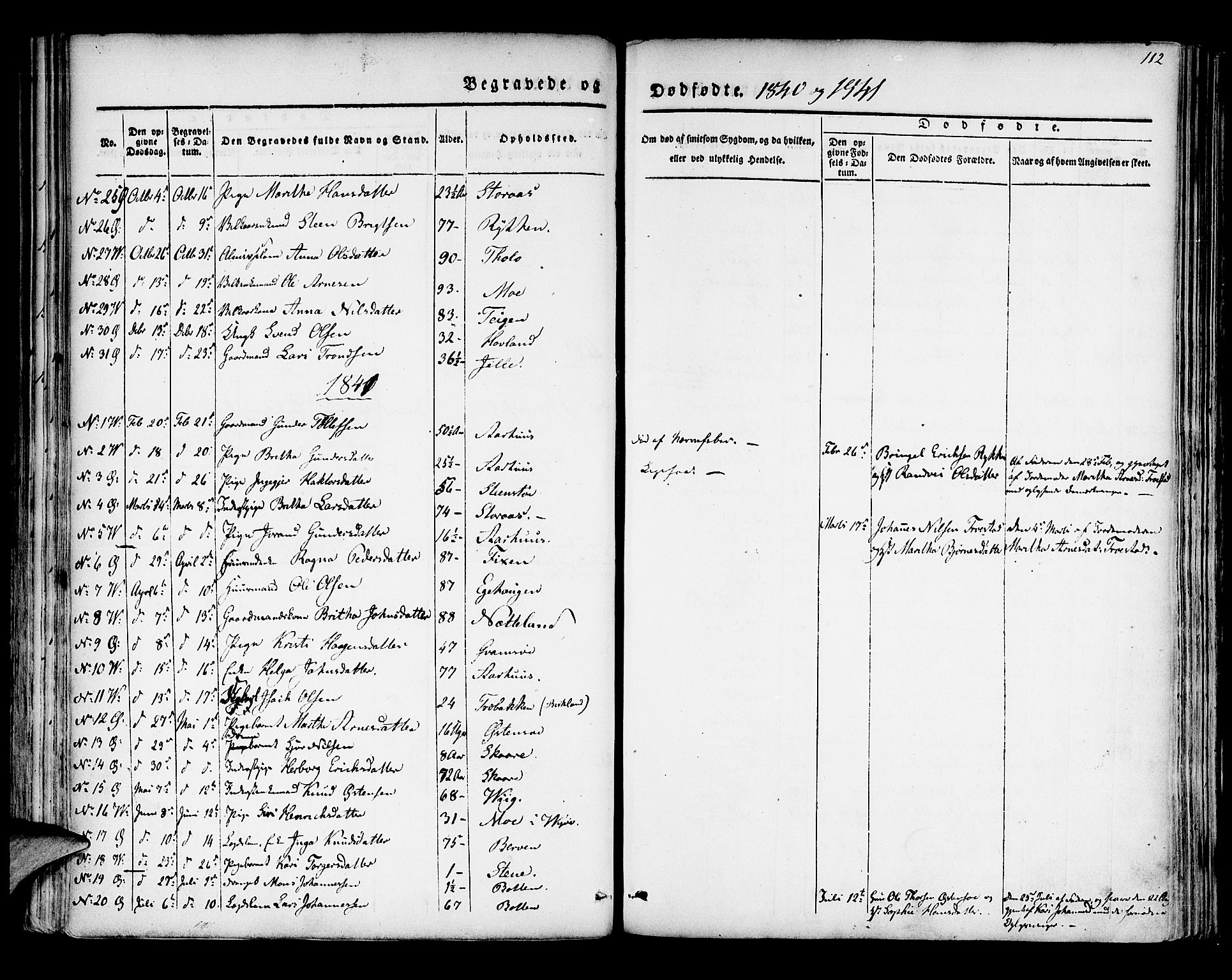 Kvam sokneprestembete, SAB/A-76201/H/Haa: Parish register (official) no. A 7, 1832-1843, p. 112