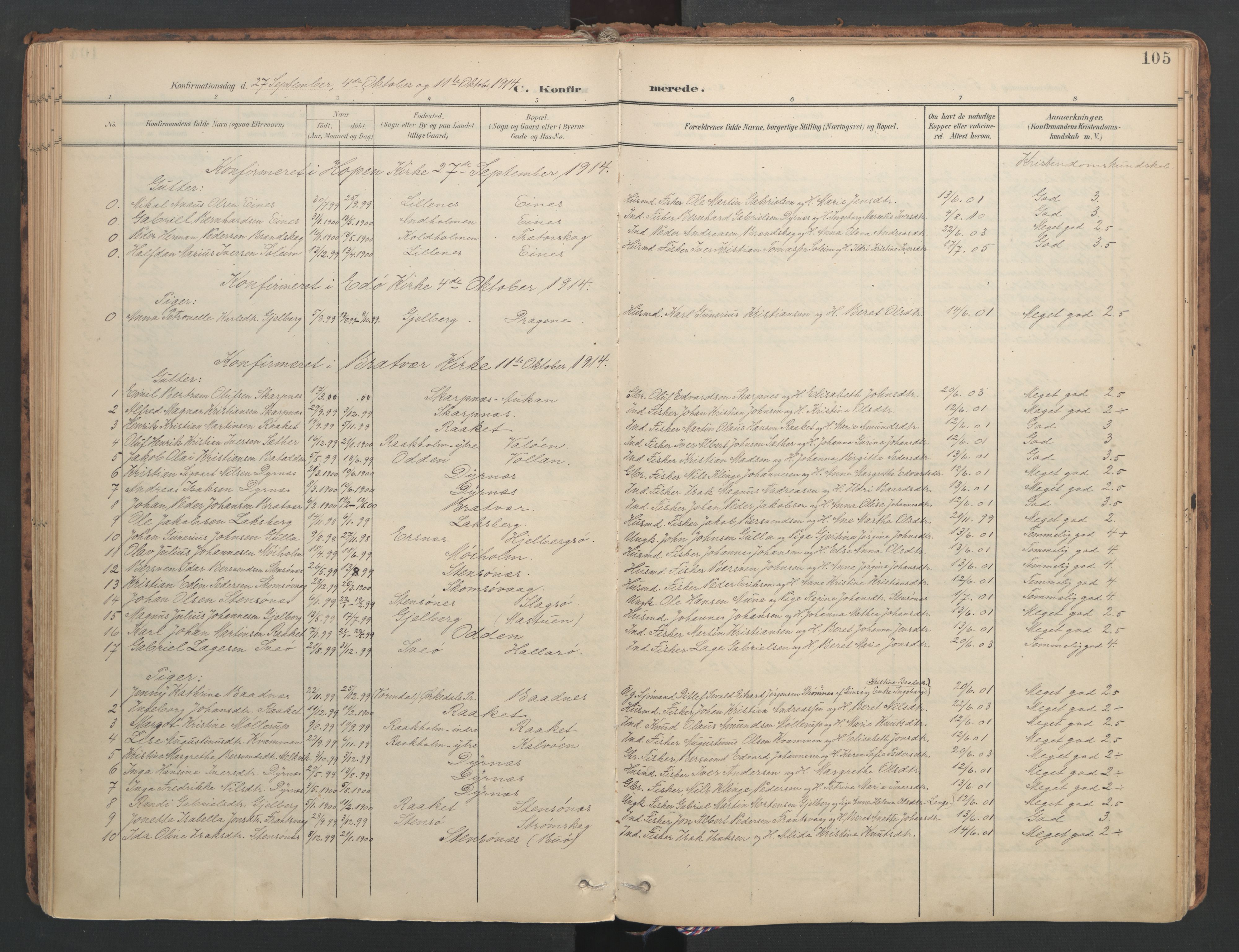 Ministerialprotokoller, klokkerbøker og fødselsregistre - Møre og Romsdal, SAT/A-1454/582/L0948: Parish register (official) no. 582A02, 1901-1922, p. 105