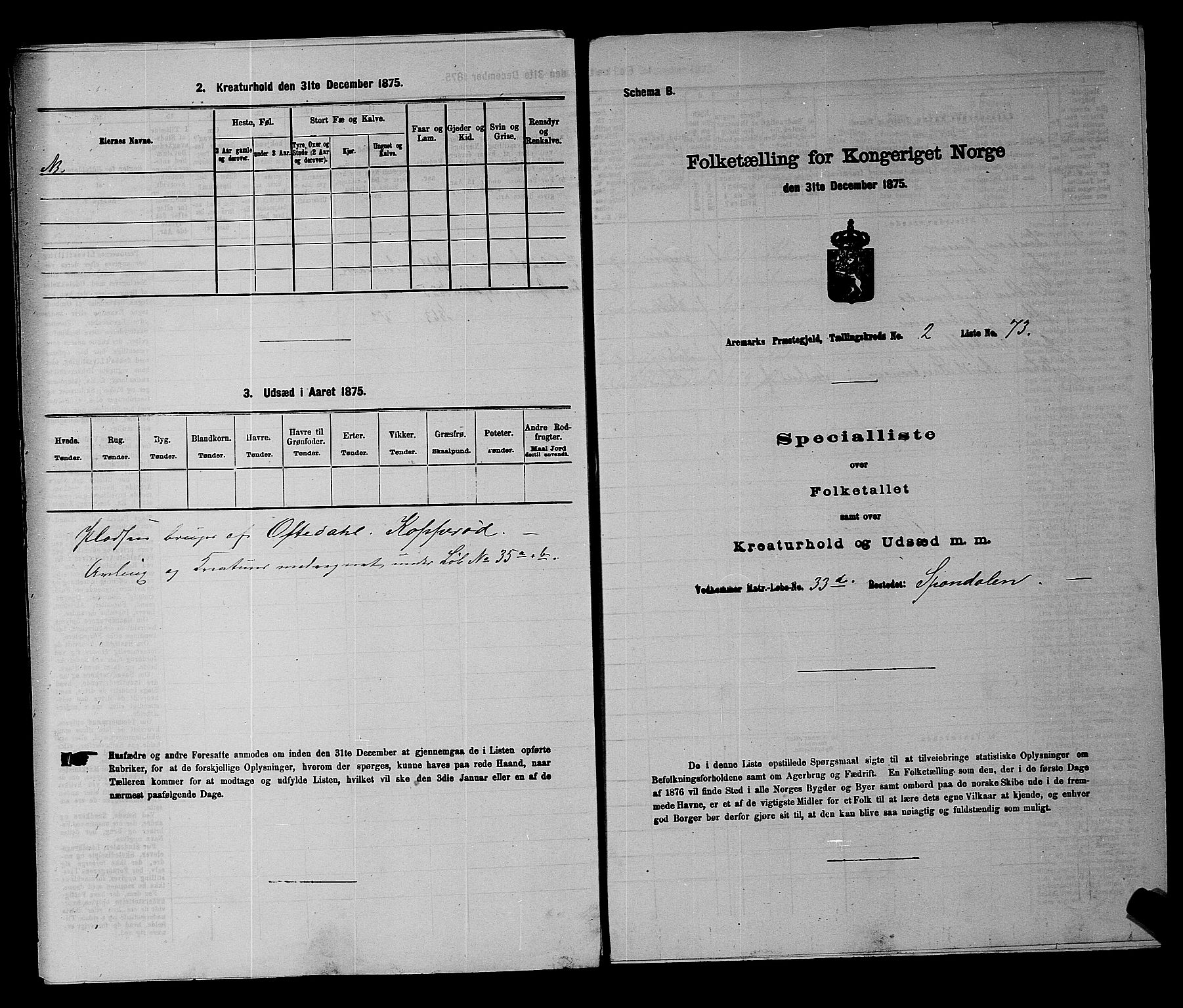 RA, 1875 census for 0118P Aremark, 1875, p. 377