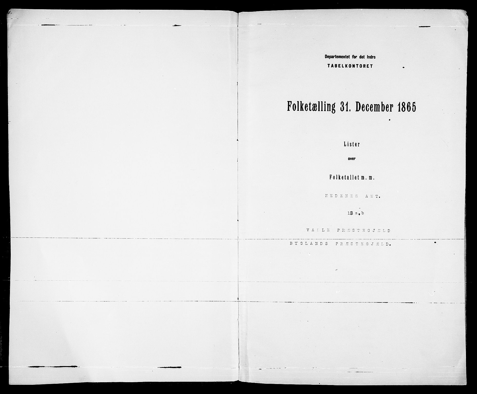 RA, 1865 census for Valle, 1865, p. 3