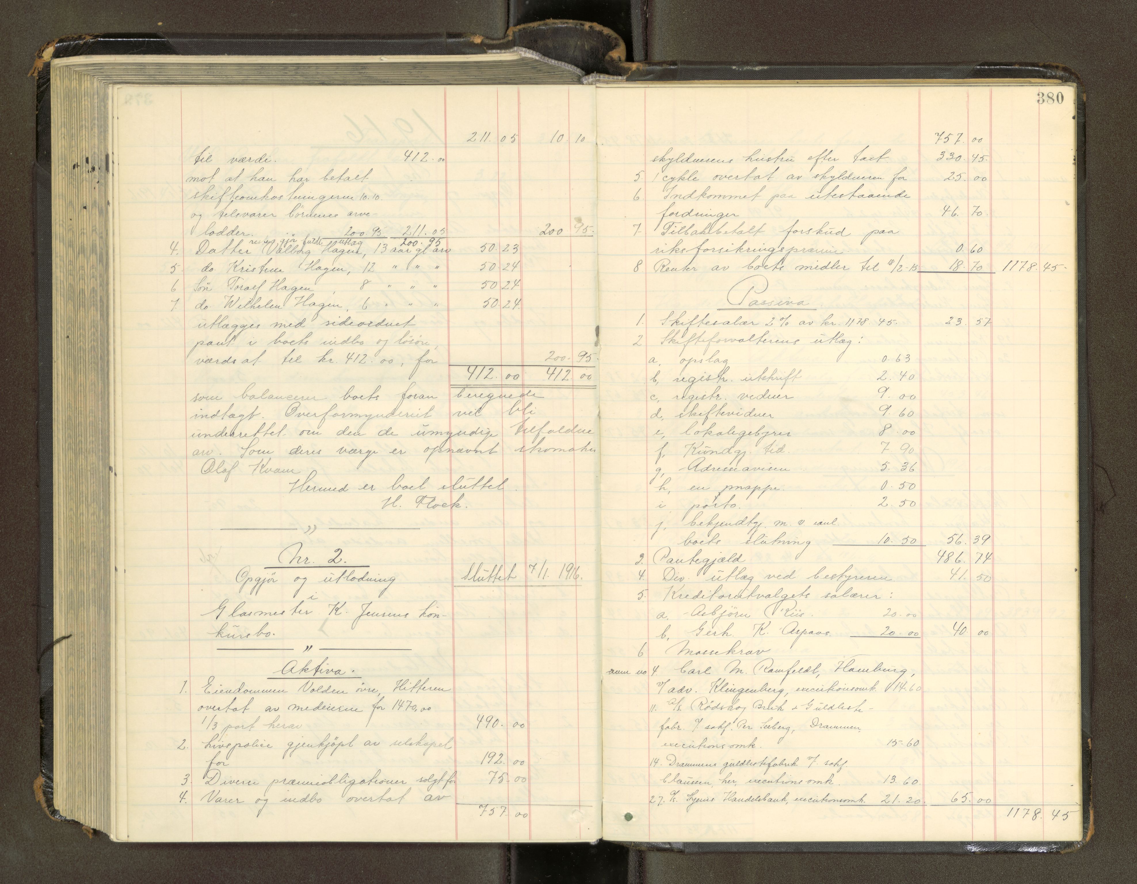 Trondheim byfogd, SAT/A-0003/1/3/3A/L0041: Skifteutlodningsprotokoll - 1710-5/2. (m/ register), 1913-1916, p. 380