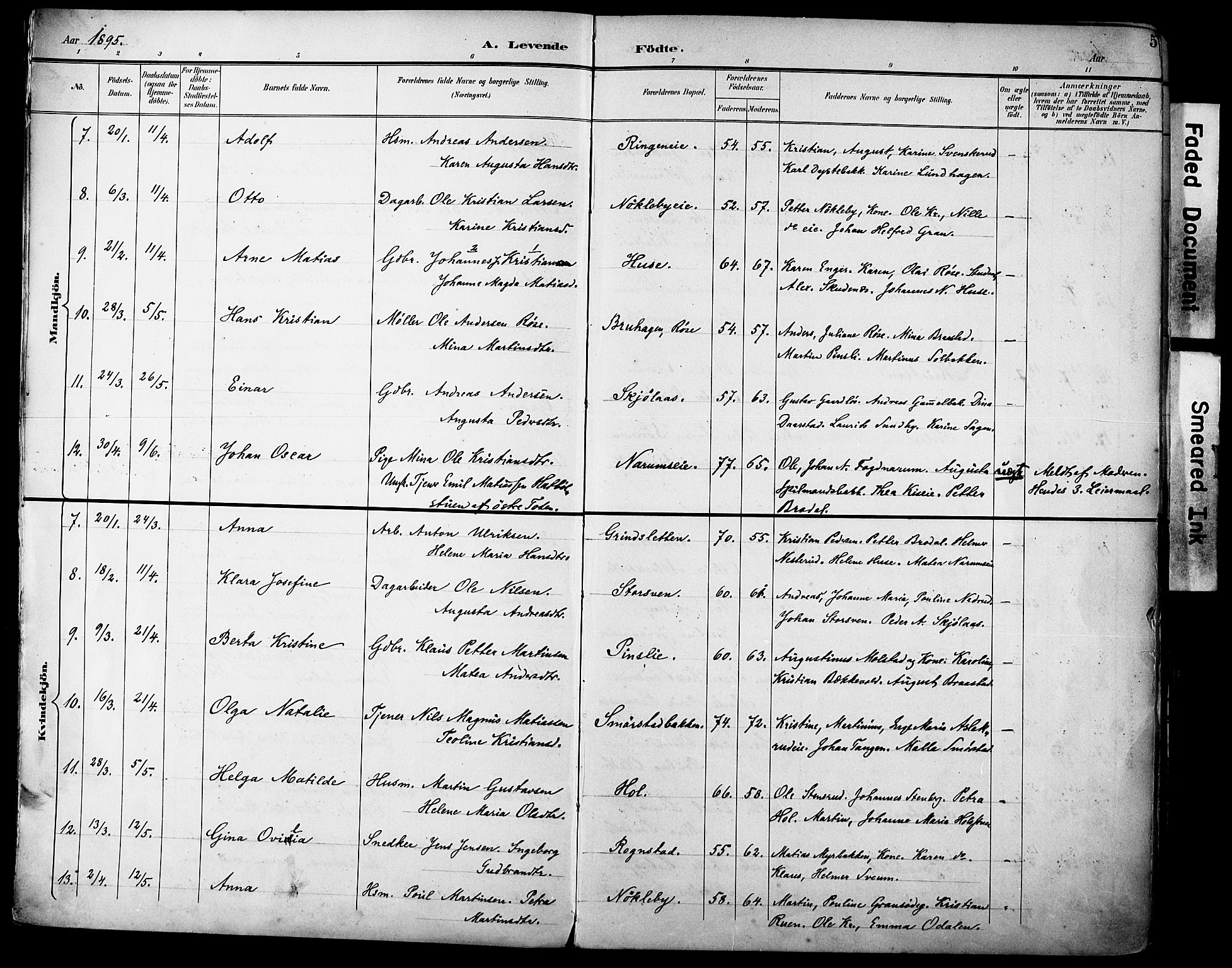 Vestre Toten prestekontor, SAH/PREST-108/H/Ha/Haa/L0013: Parish register (official) no. 13, 1895-1911, p. 5