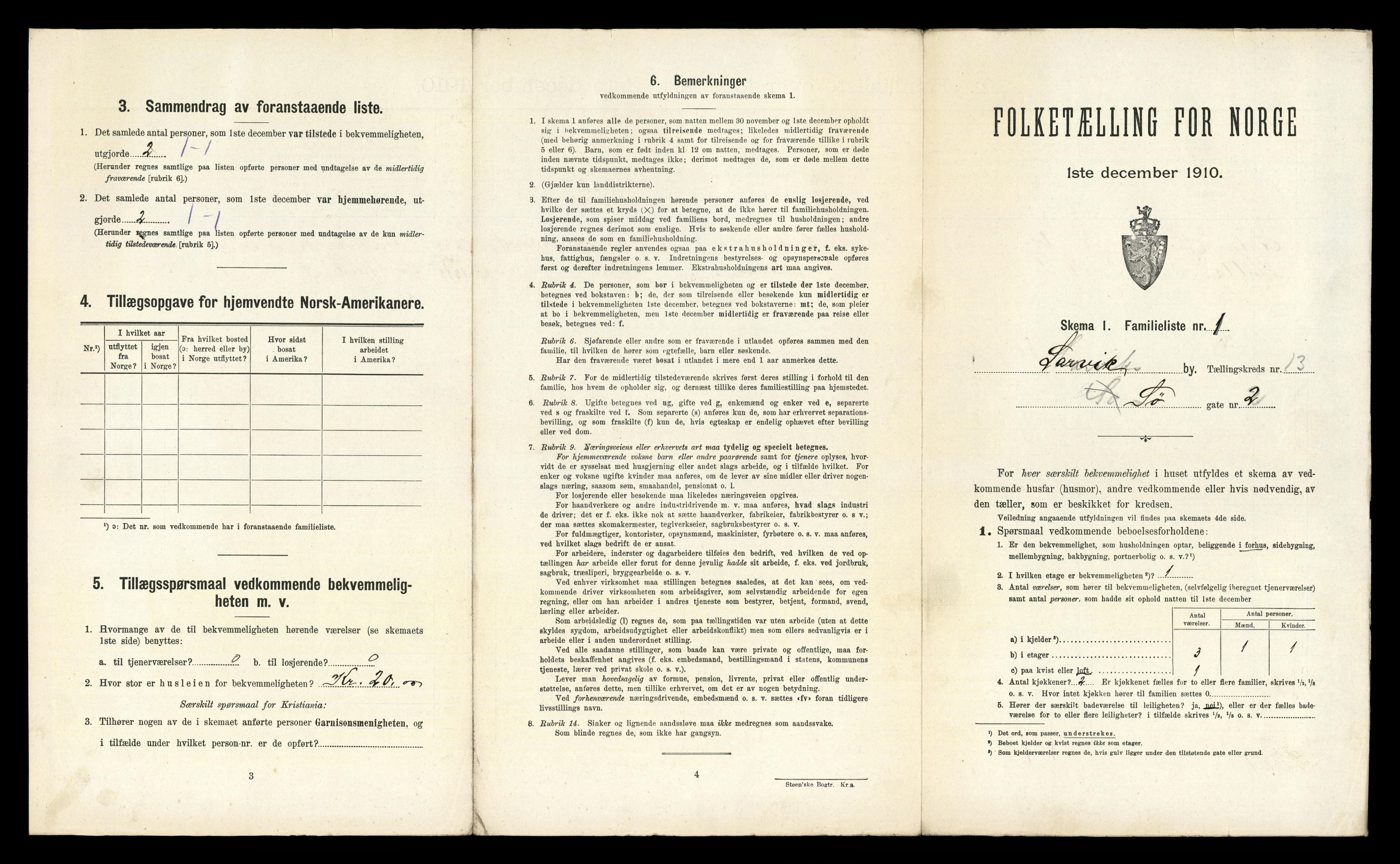 RA, 1910 census for Larvik, 1910, p. 4383